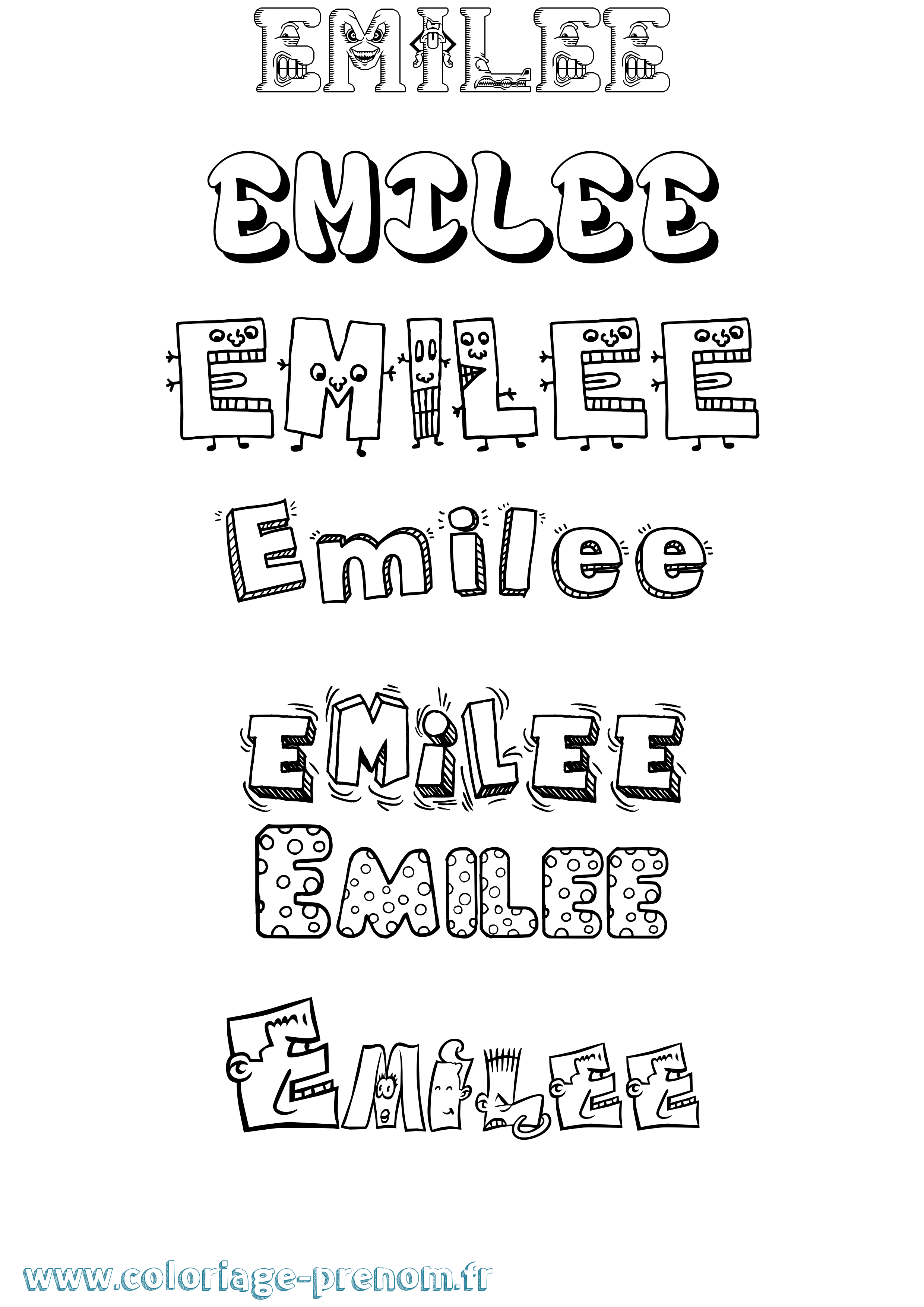 Coloriage prénom Emilee Fun