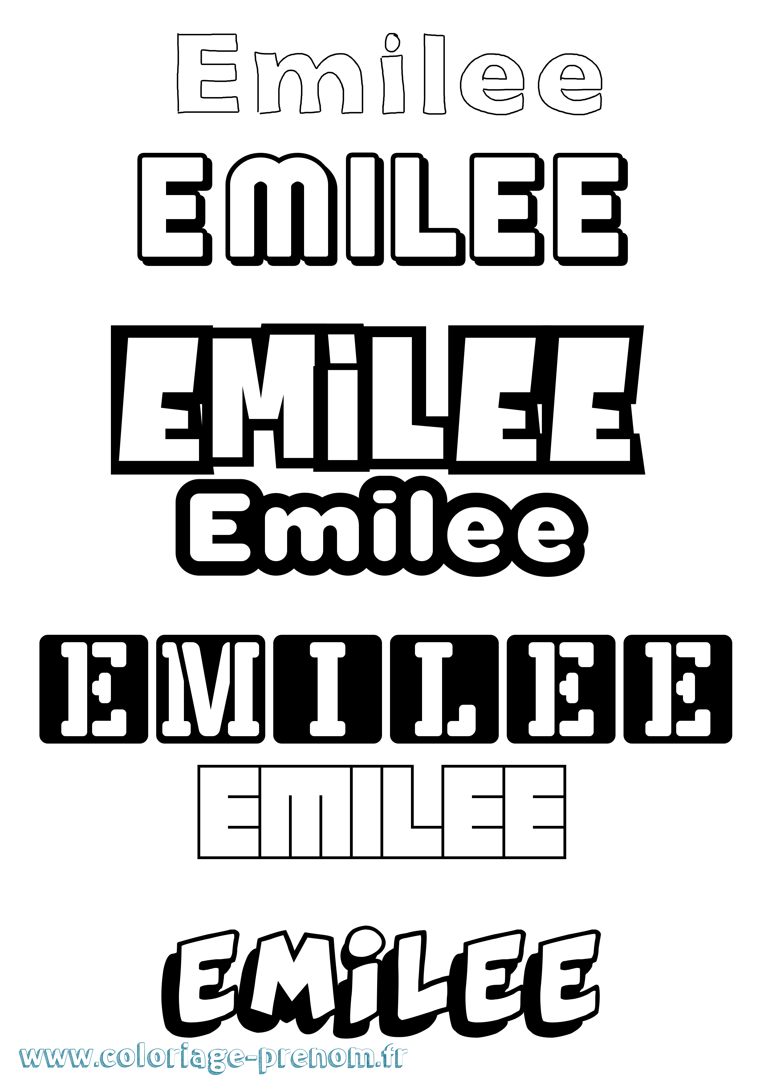 Coloriage prénom Emilee Simple