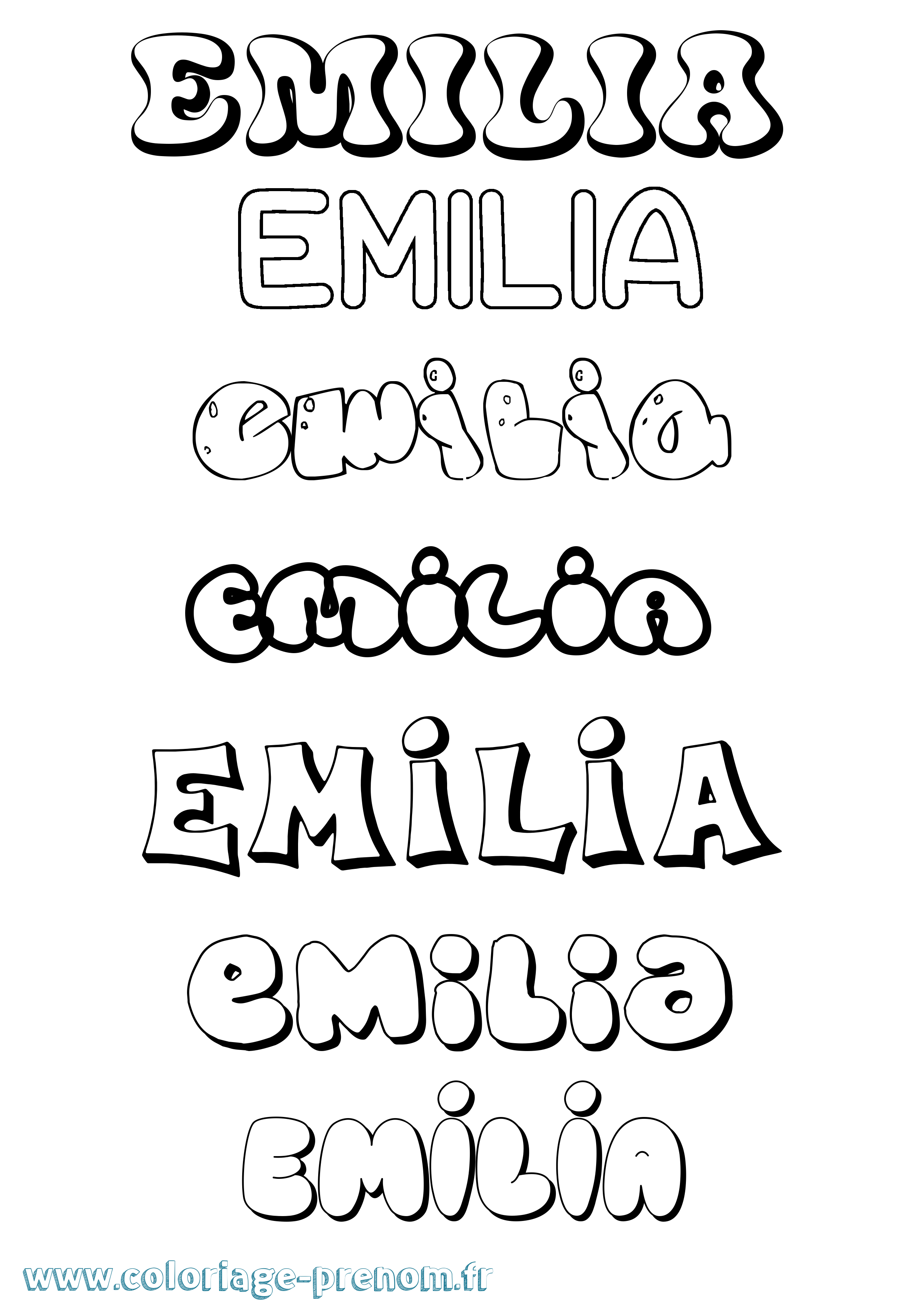 Coloriage Emilia Coloriage prénom Emilia