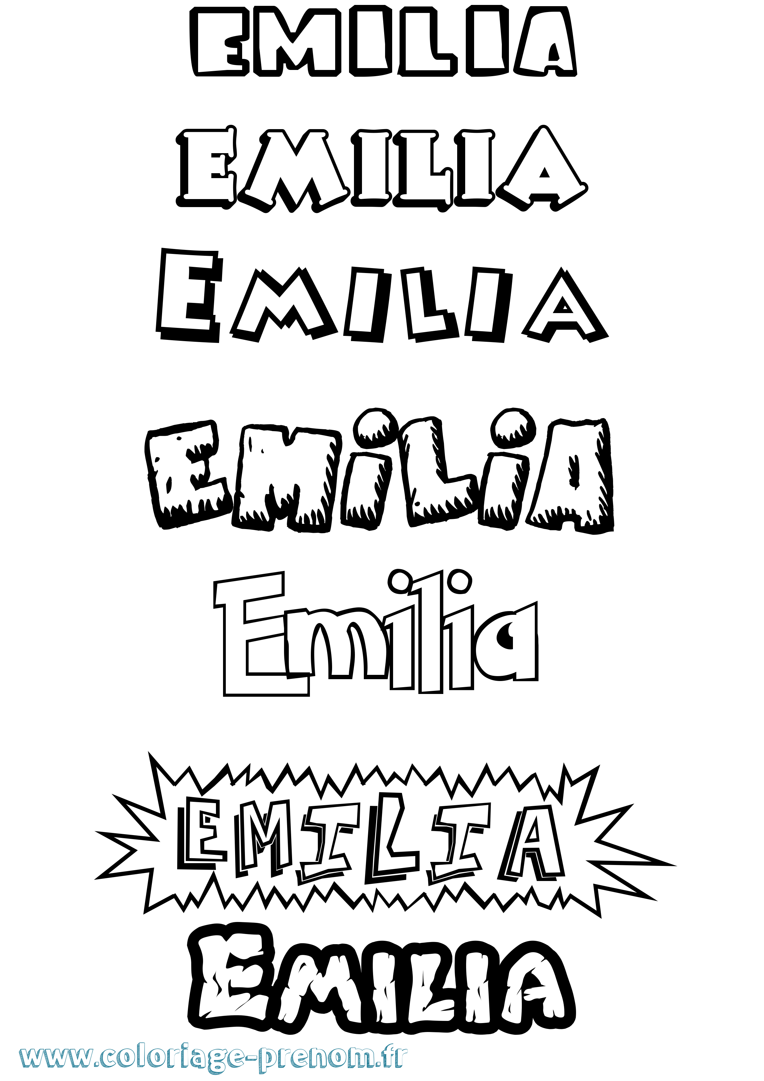 Coloriage Emilia Coloriage prénom Emilia