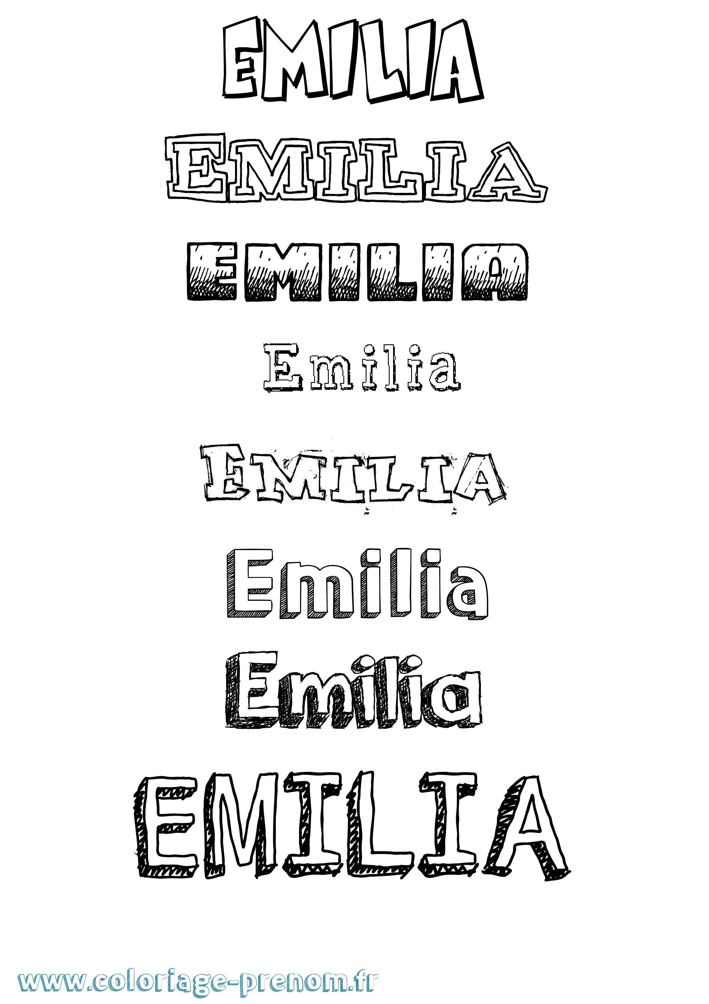 Coloriage Emilia Coloriage prénom Emilia