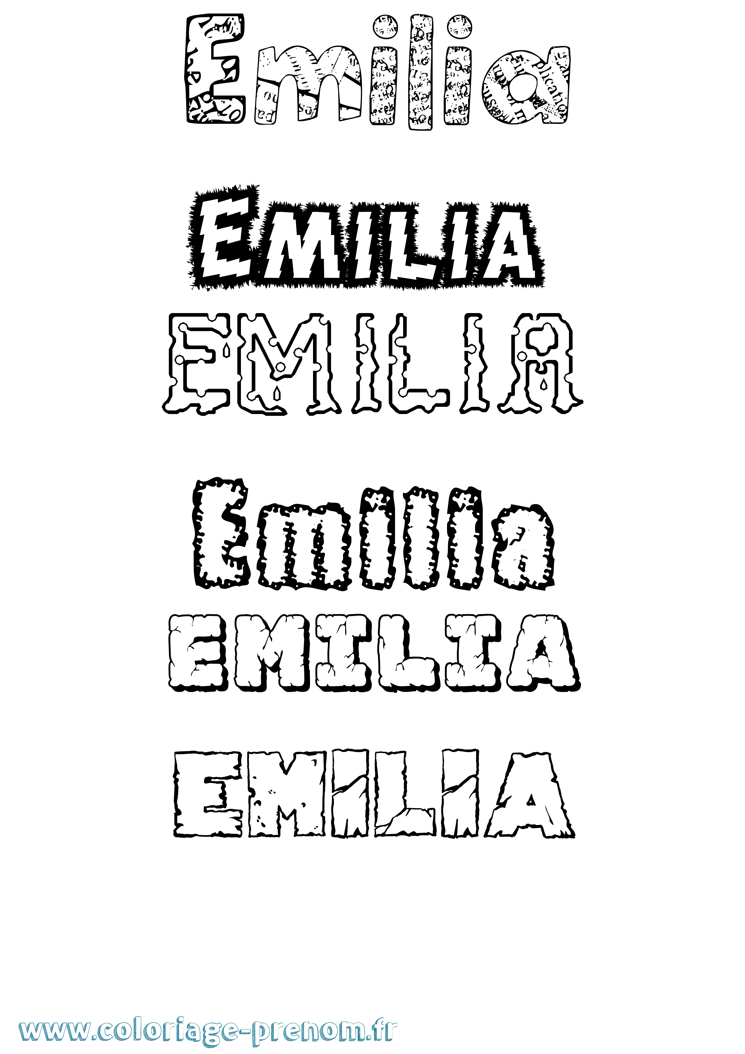 Coloriage Emilia Coloriage prénom Emilia