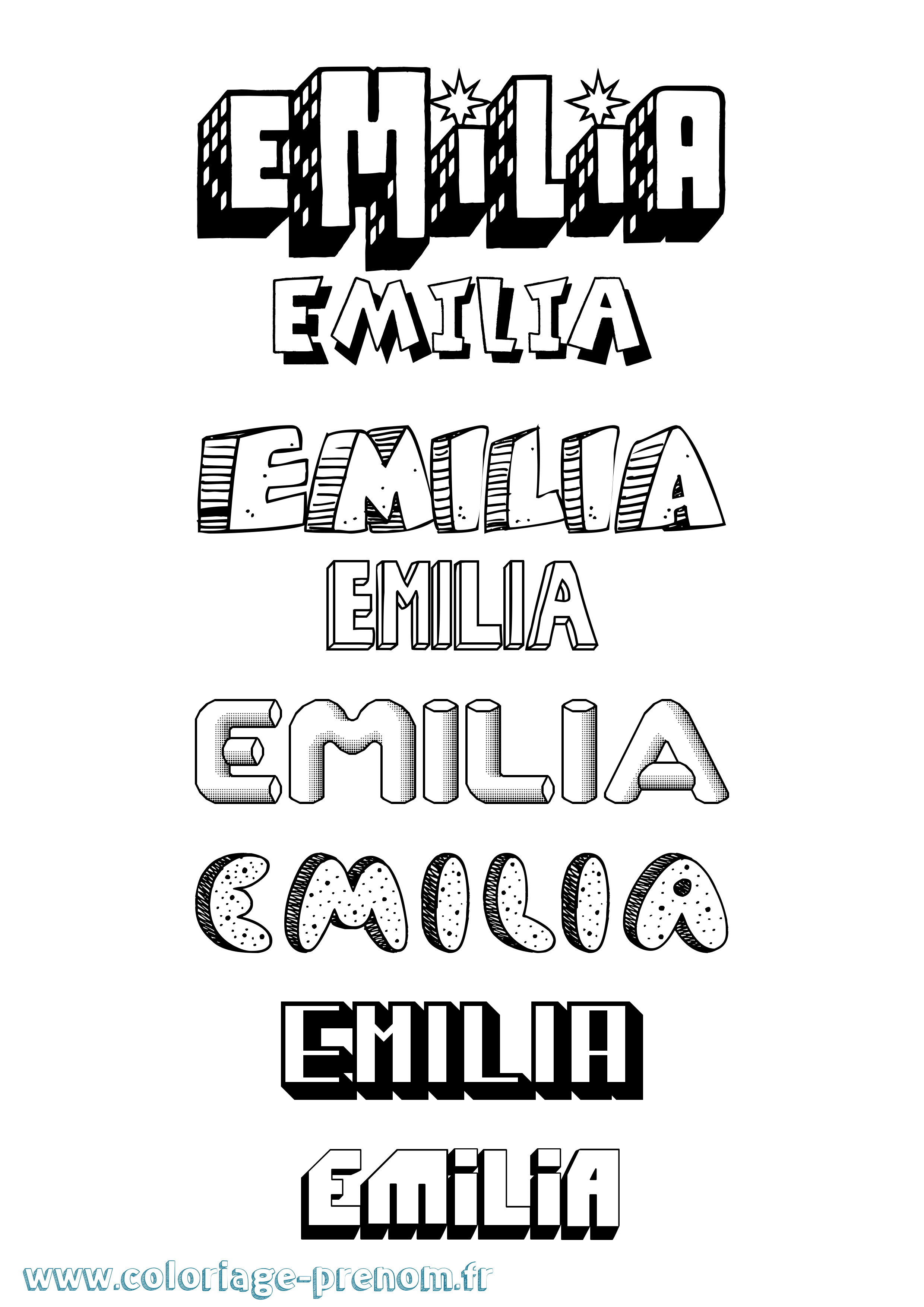 Coloriage Emilia Coloriage prénom Emilia