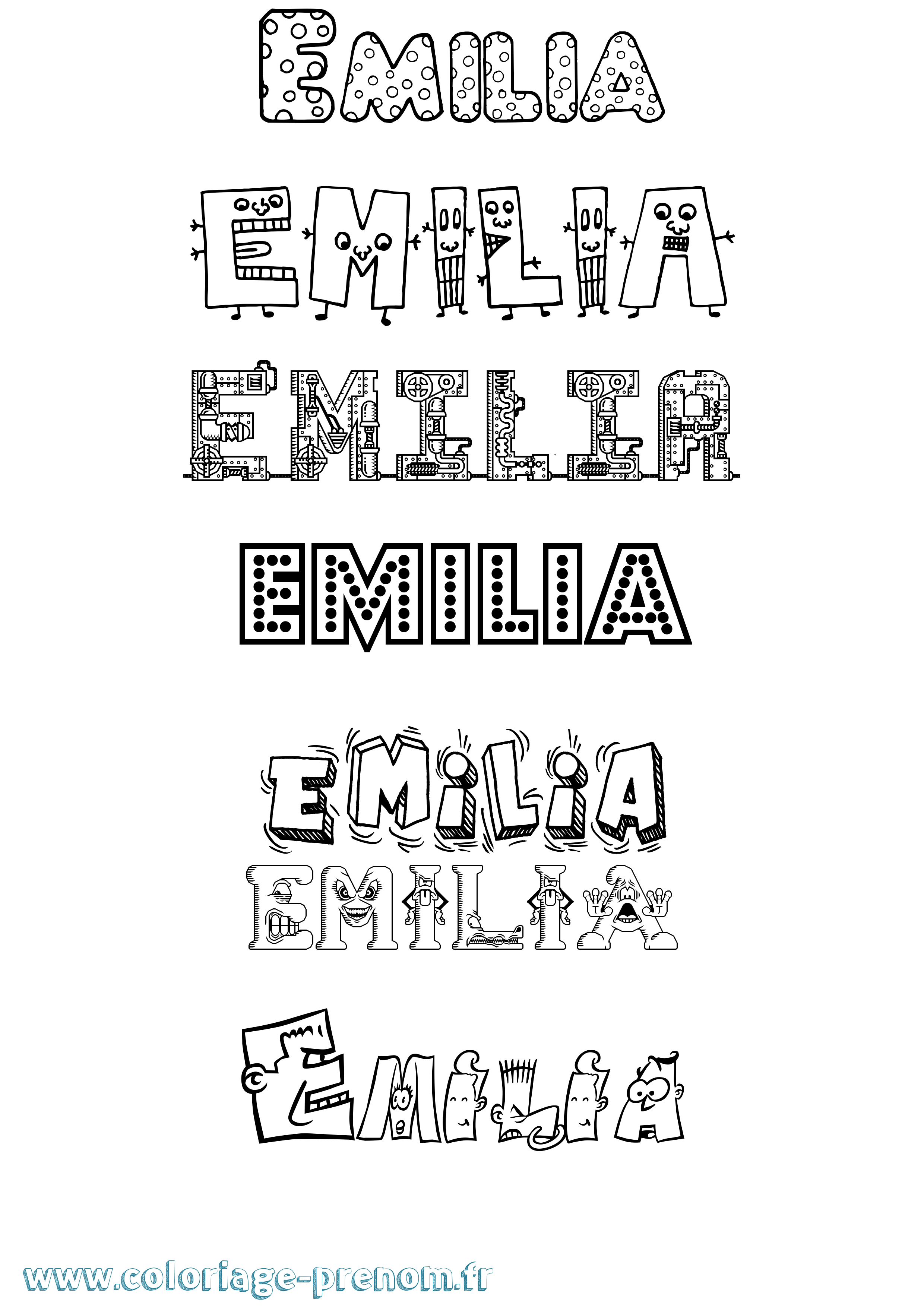 Coloriage Emilia Coloriage prénom Emilia