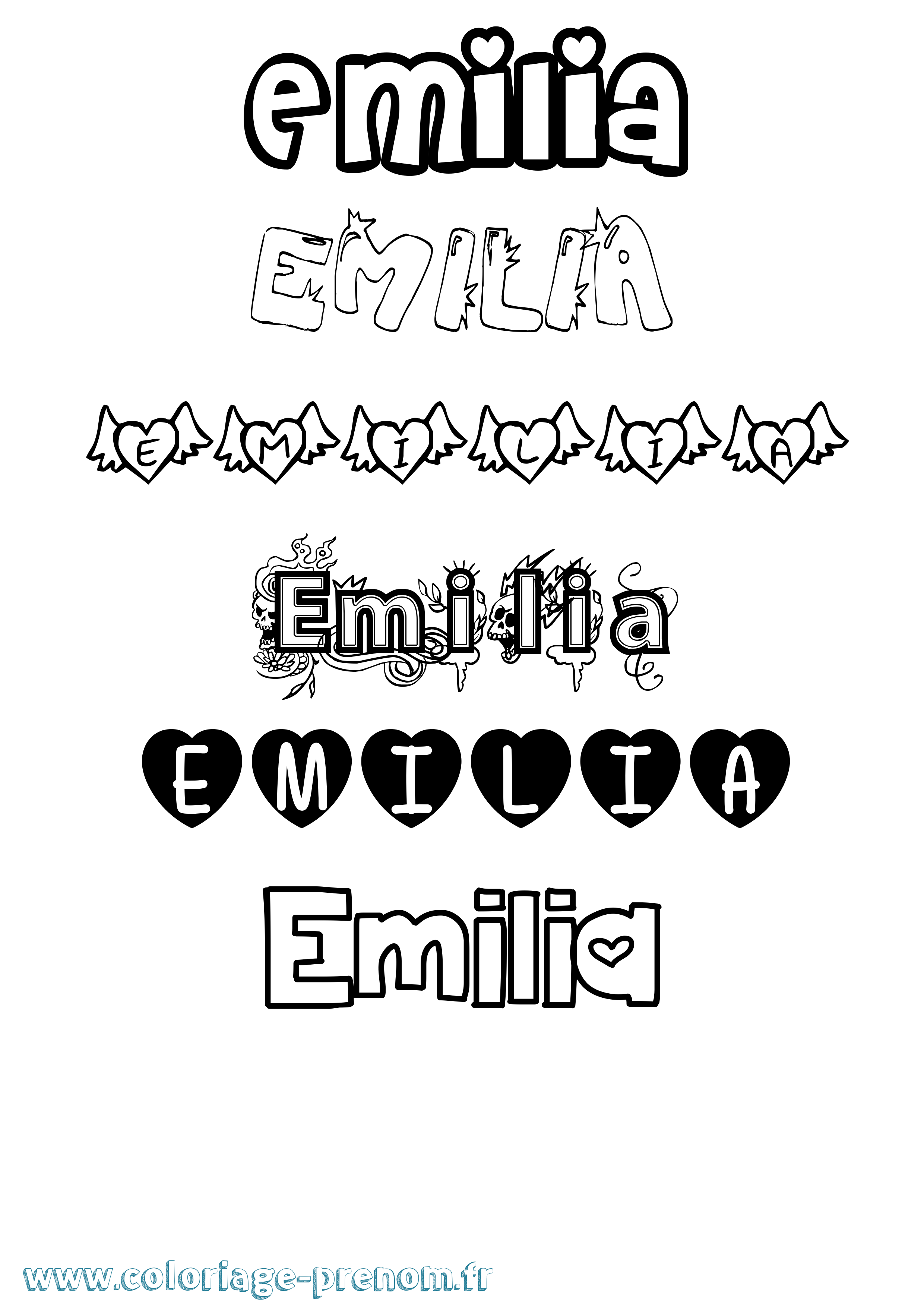 Coloriage Emilia Coloriage prénom Emilia