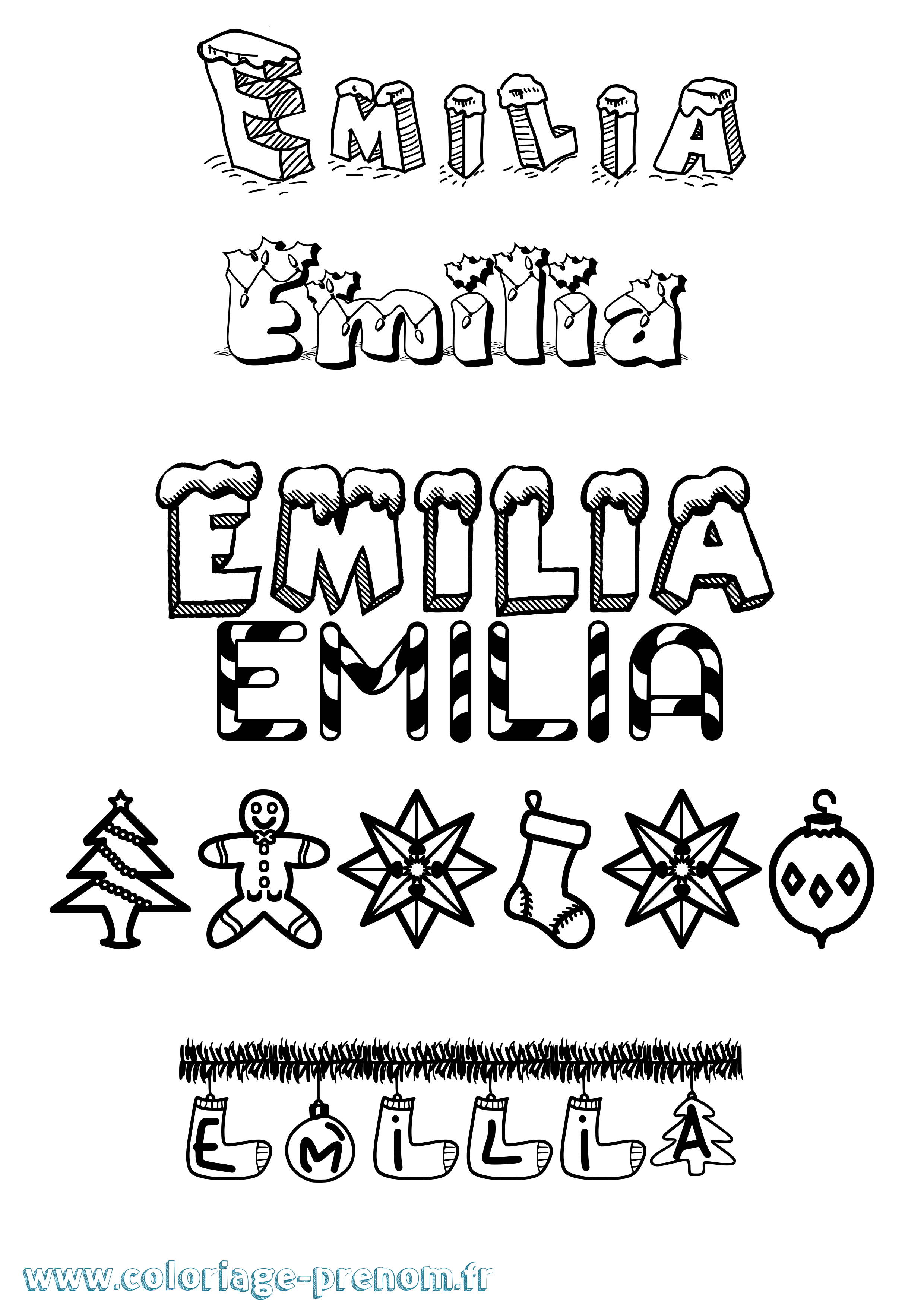 Coloriage Emilia Coloriage prénom Emilia