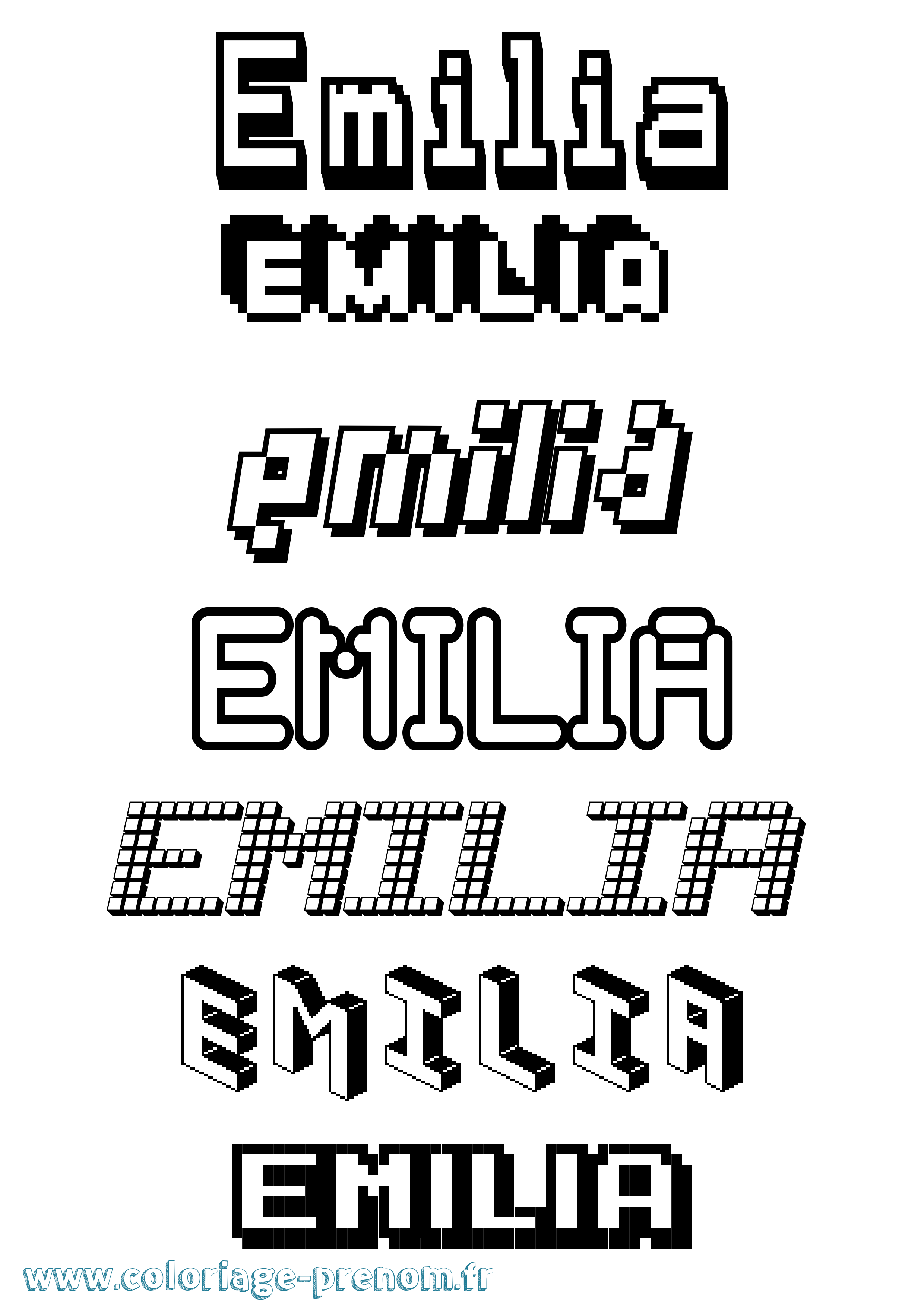 Coloriage prénom Emilia