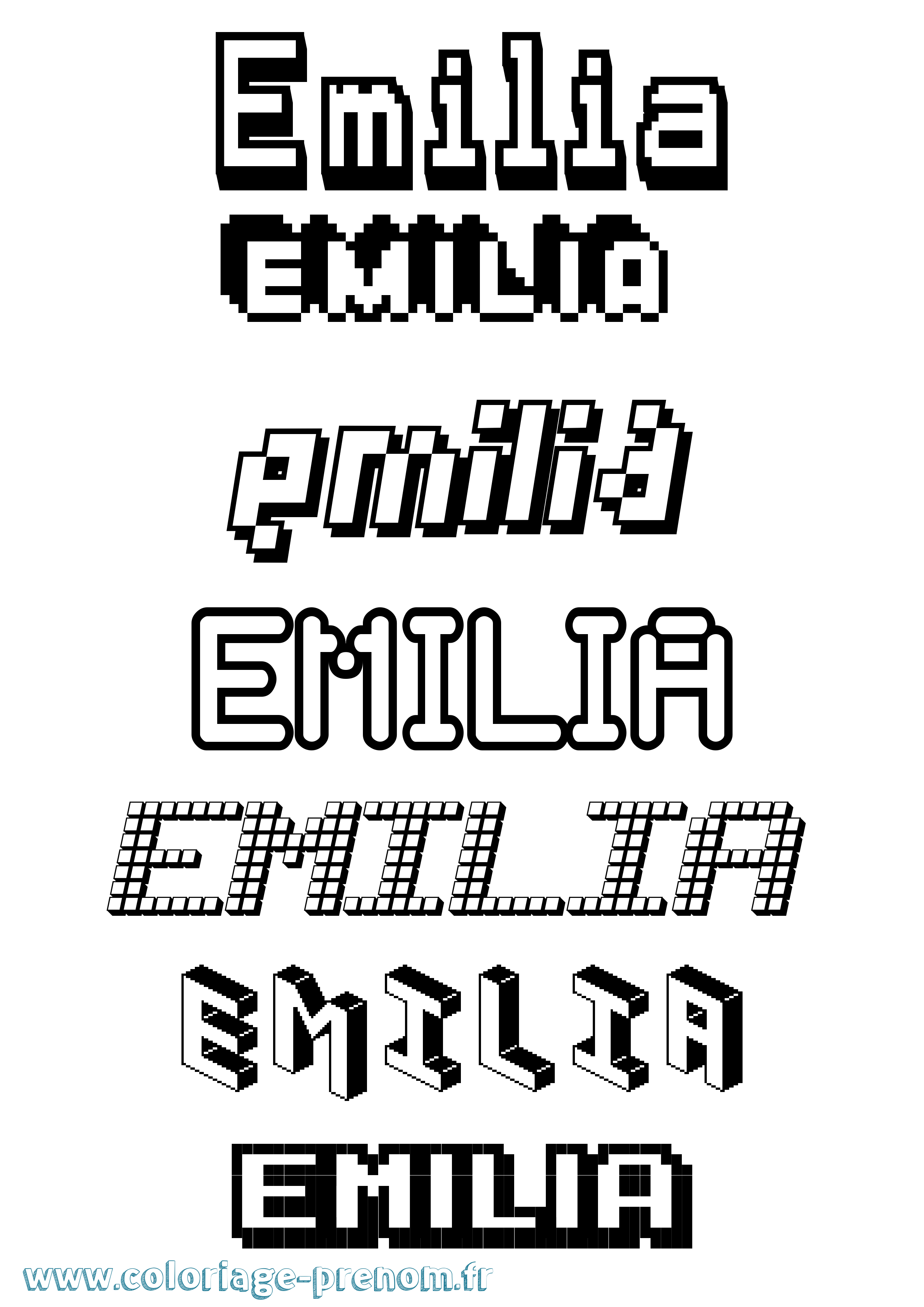 Coloriage Emilia Coloriage prénom Emilia