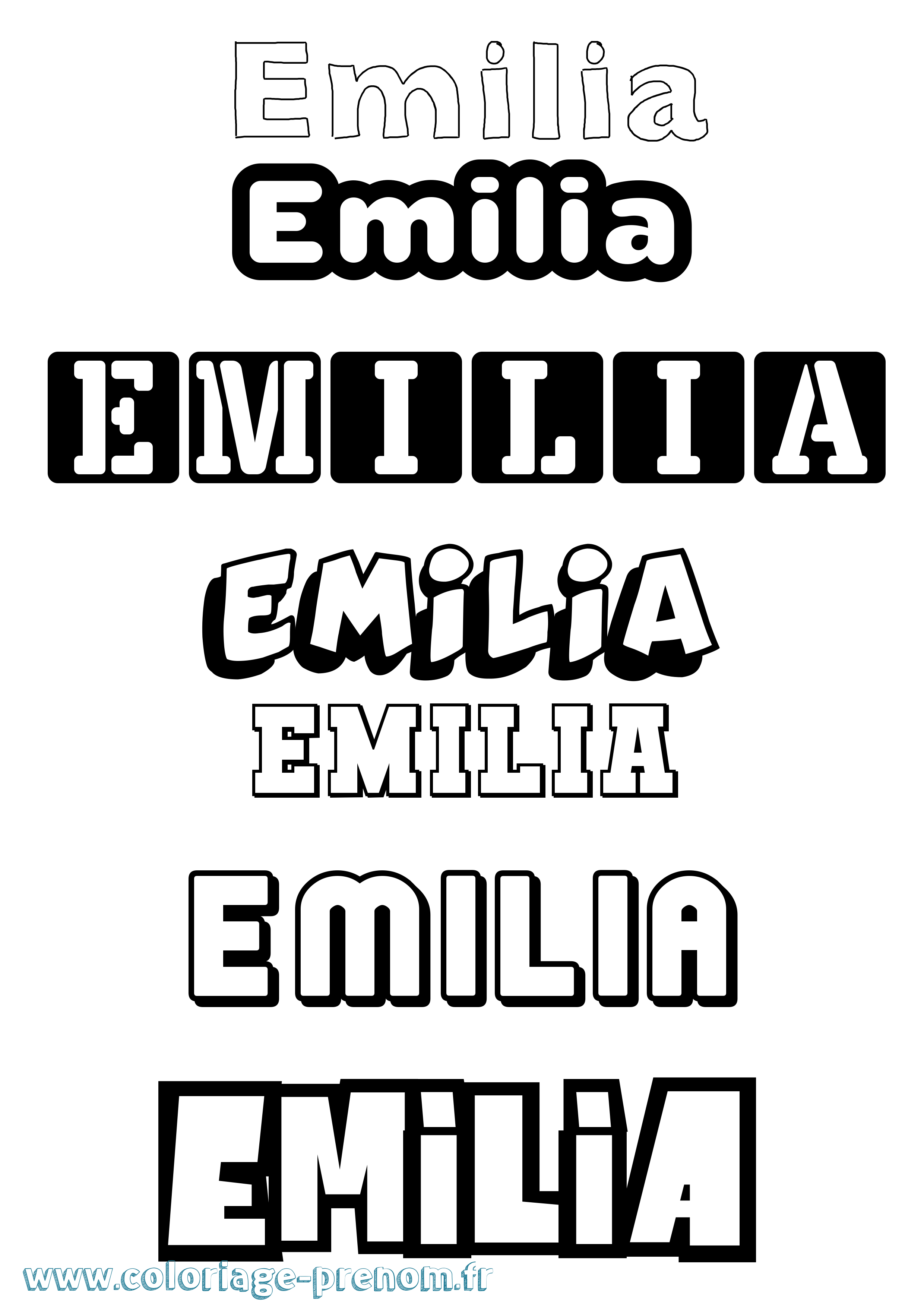 Coloriage prénom Emilia