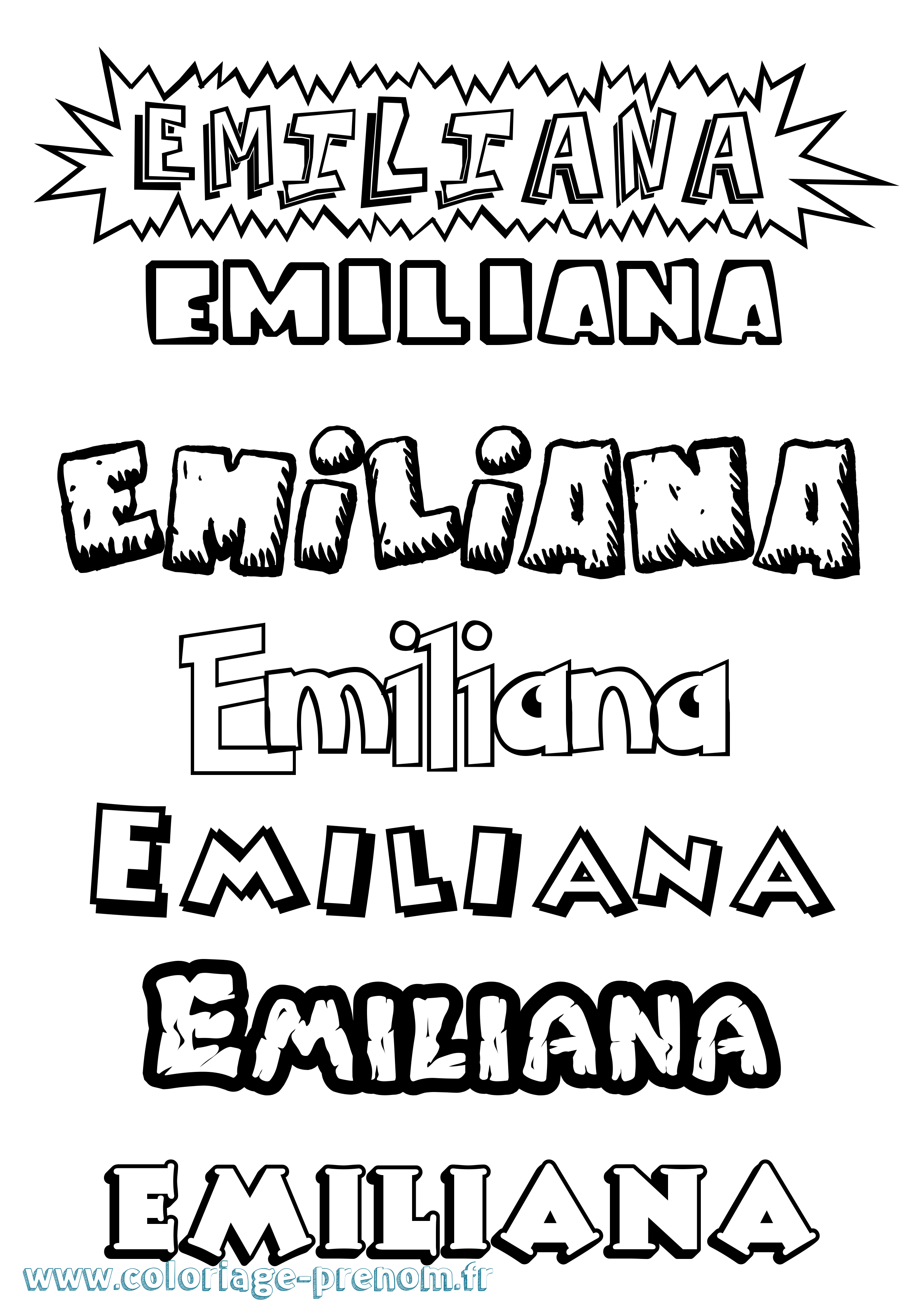 Coloriage Emiliana Dessin Animé Coloriage prénom Emiliana Dessin Animé