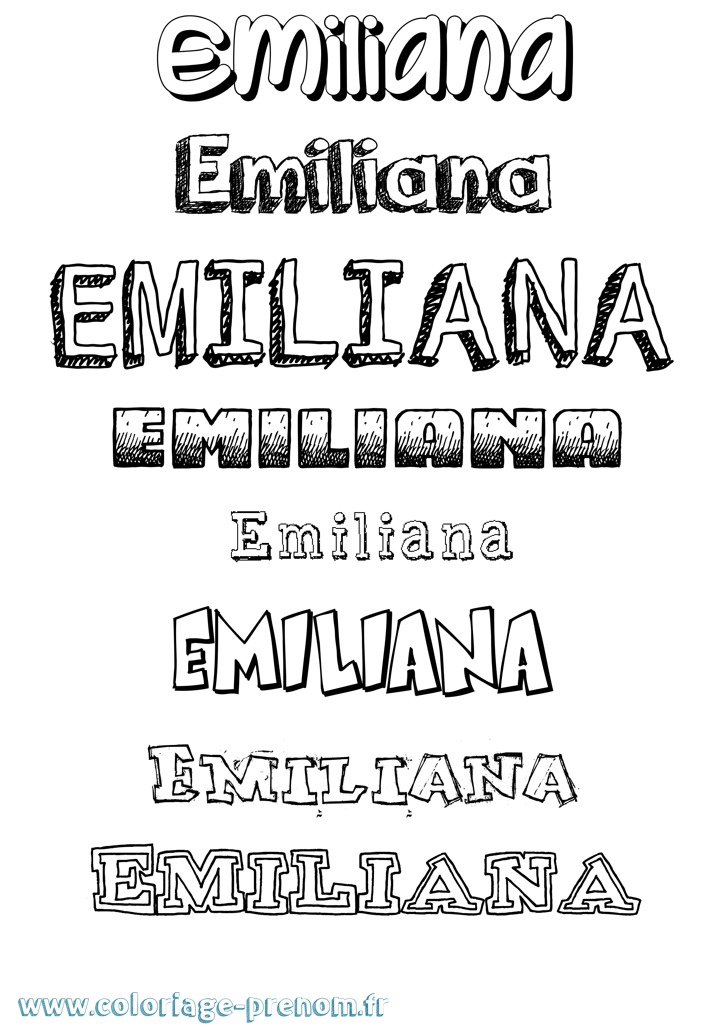 Coloriage Emiliana Dessiné Coloriage prénom Emiliana Dessiné
