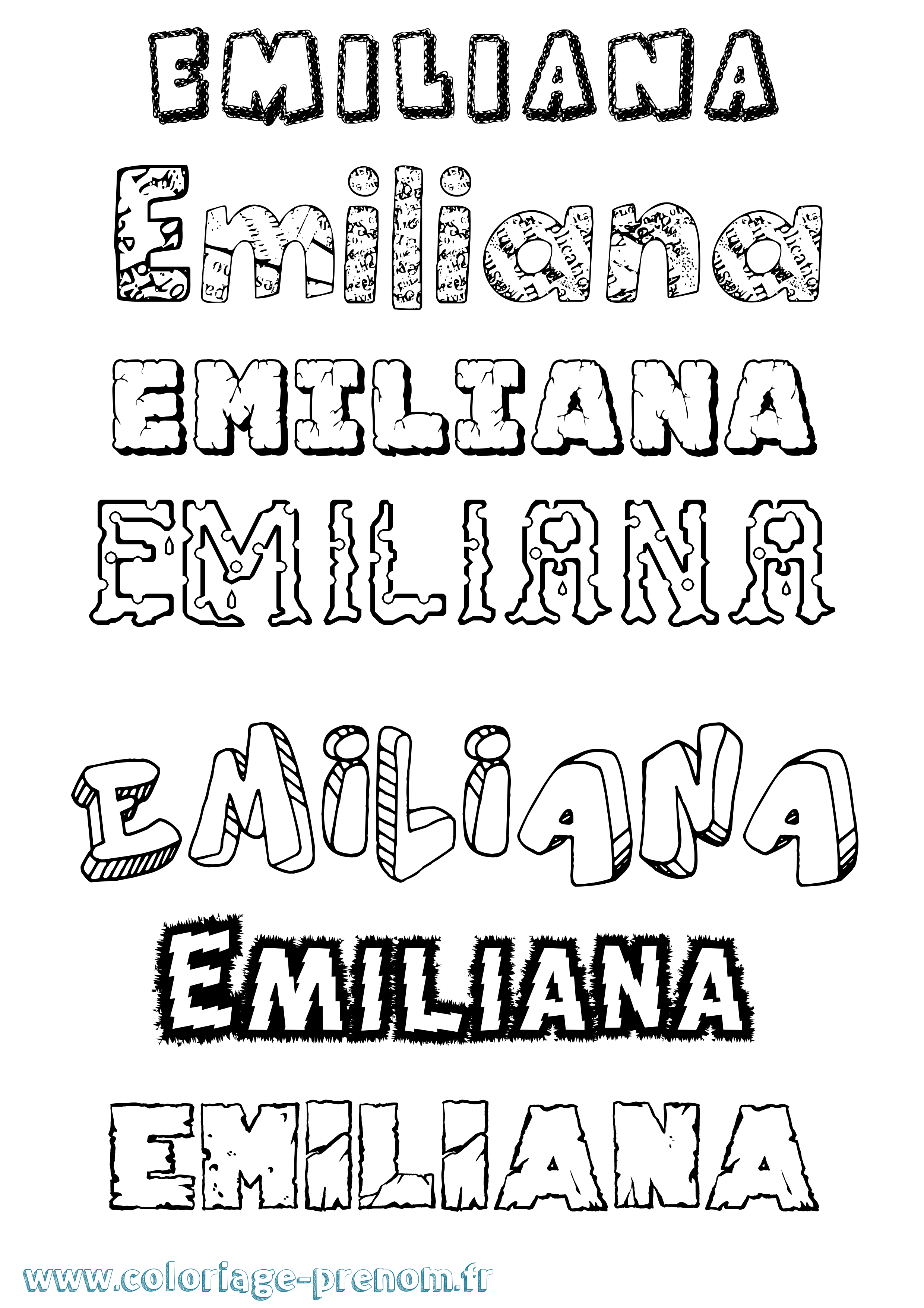 Coloriage prénom Emiliana Destructuré