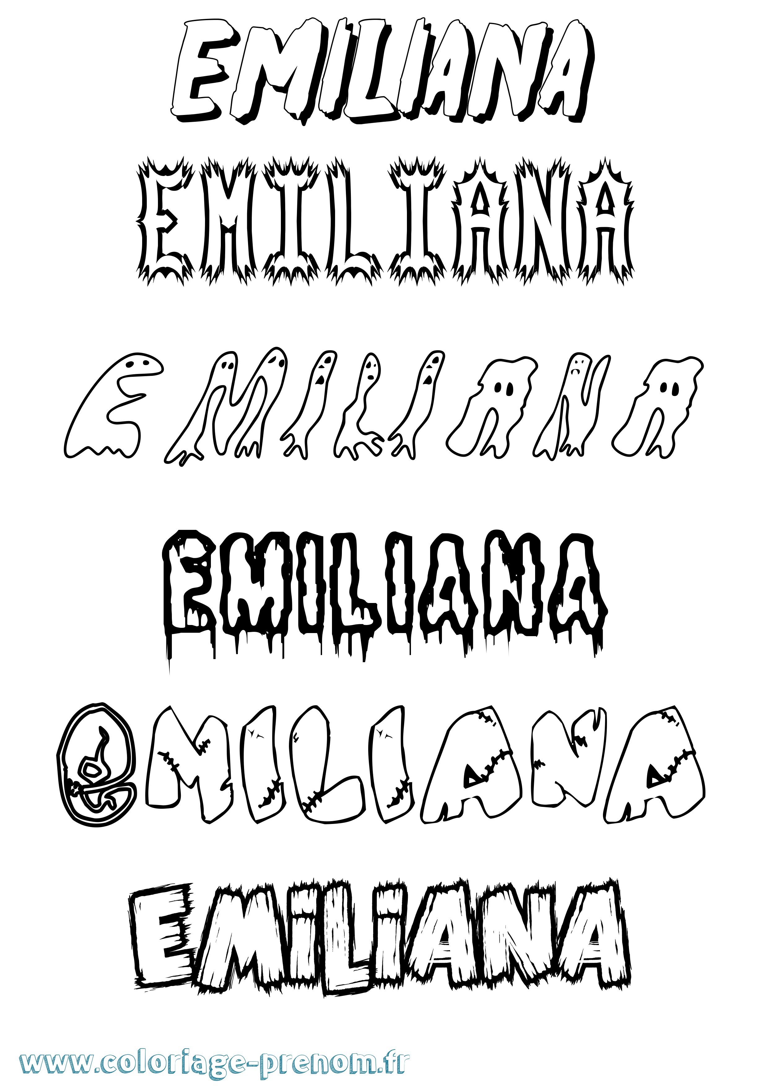 Coloriage Emiliana Frisson Coloriage prénom Emiliana Frisson