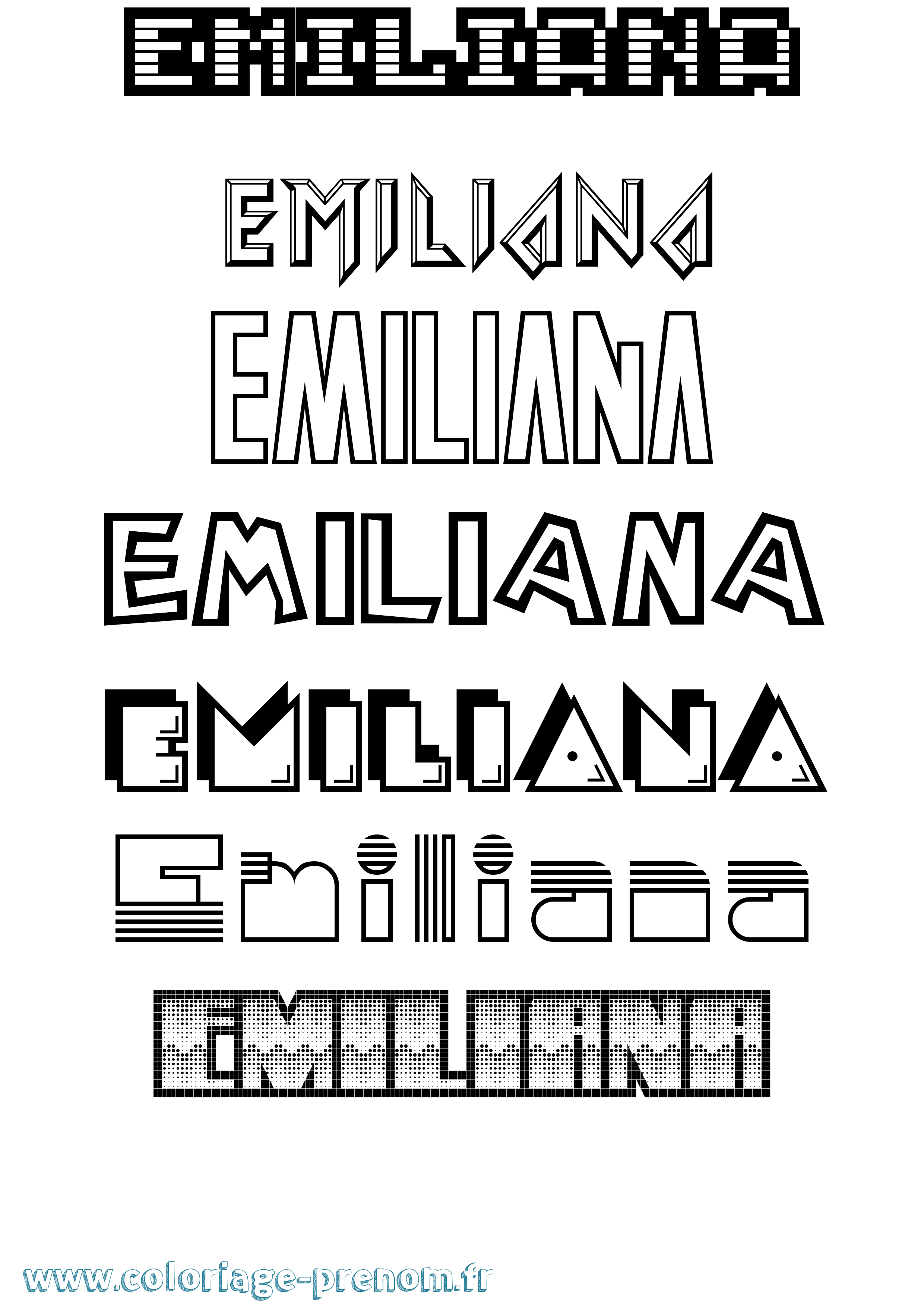 Coloriage Emiliana Jeux Vidéos Coloriage prénom Emiliana Jeux Vidéos