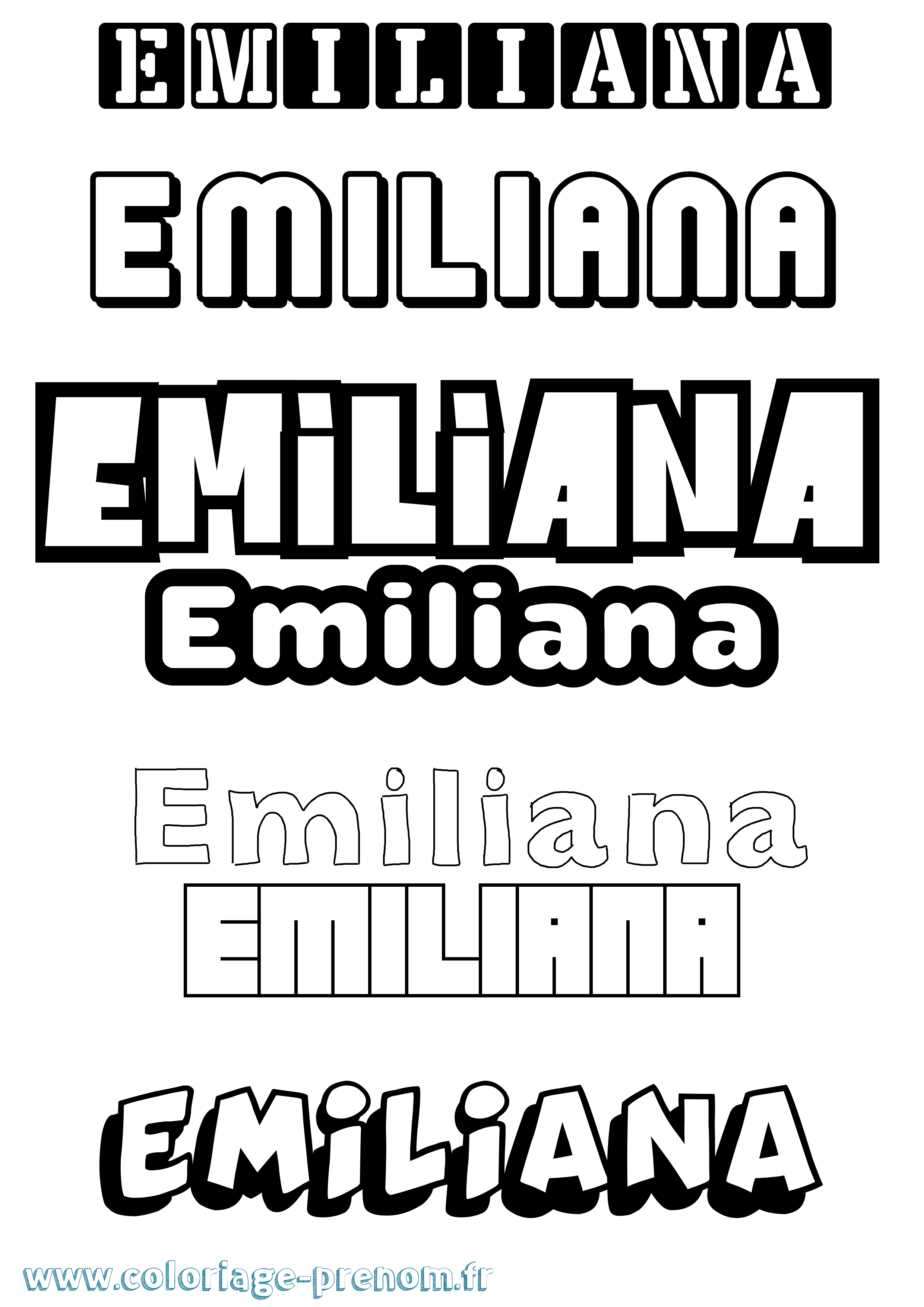 Coloriage Emiliana Simple Coloriage prénom Emiliana Simple