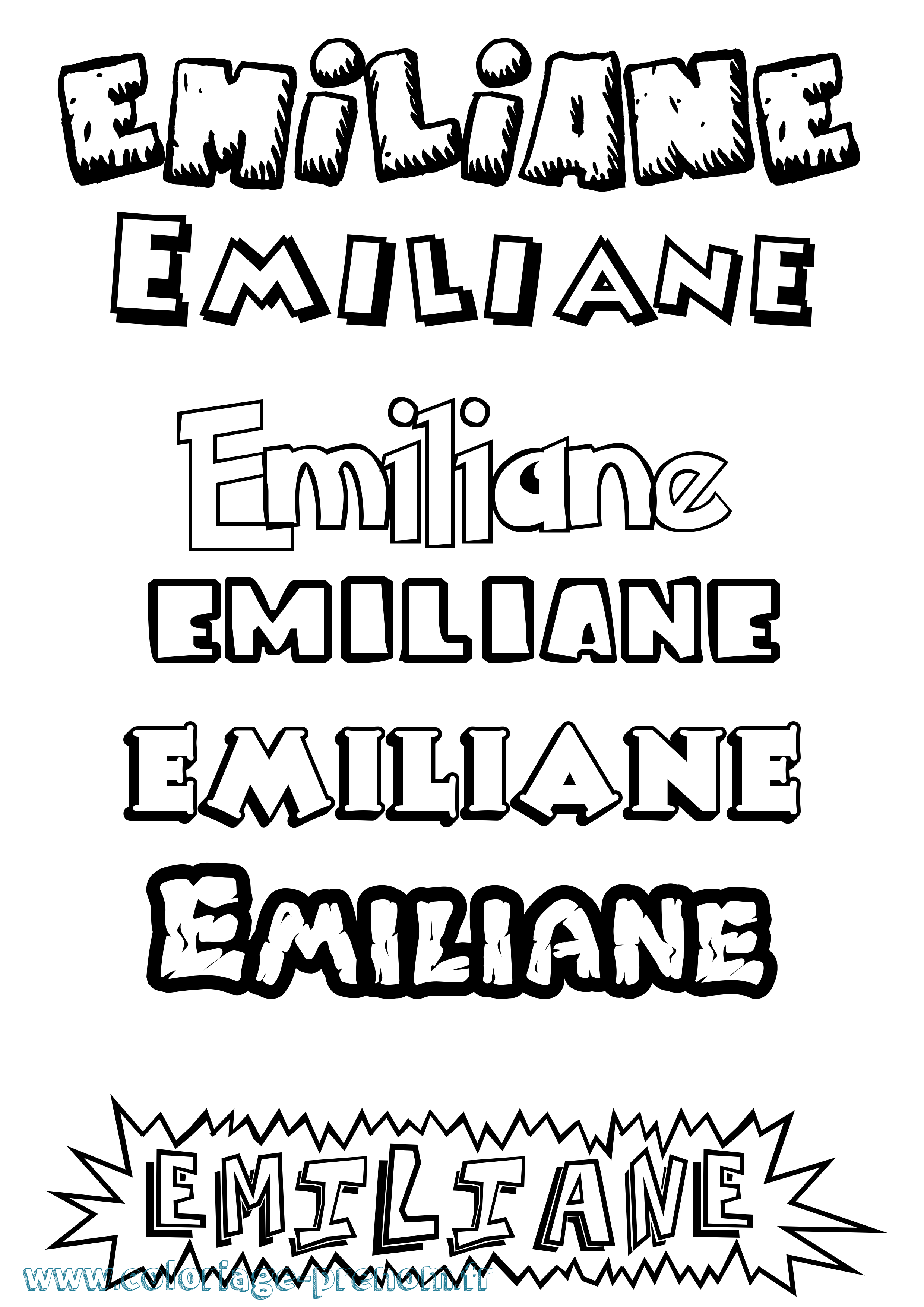 Coloriage prénom Emiliane Dessin Animé