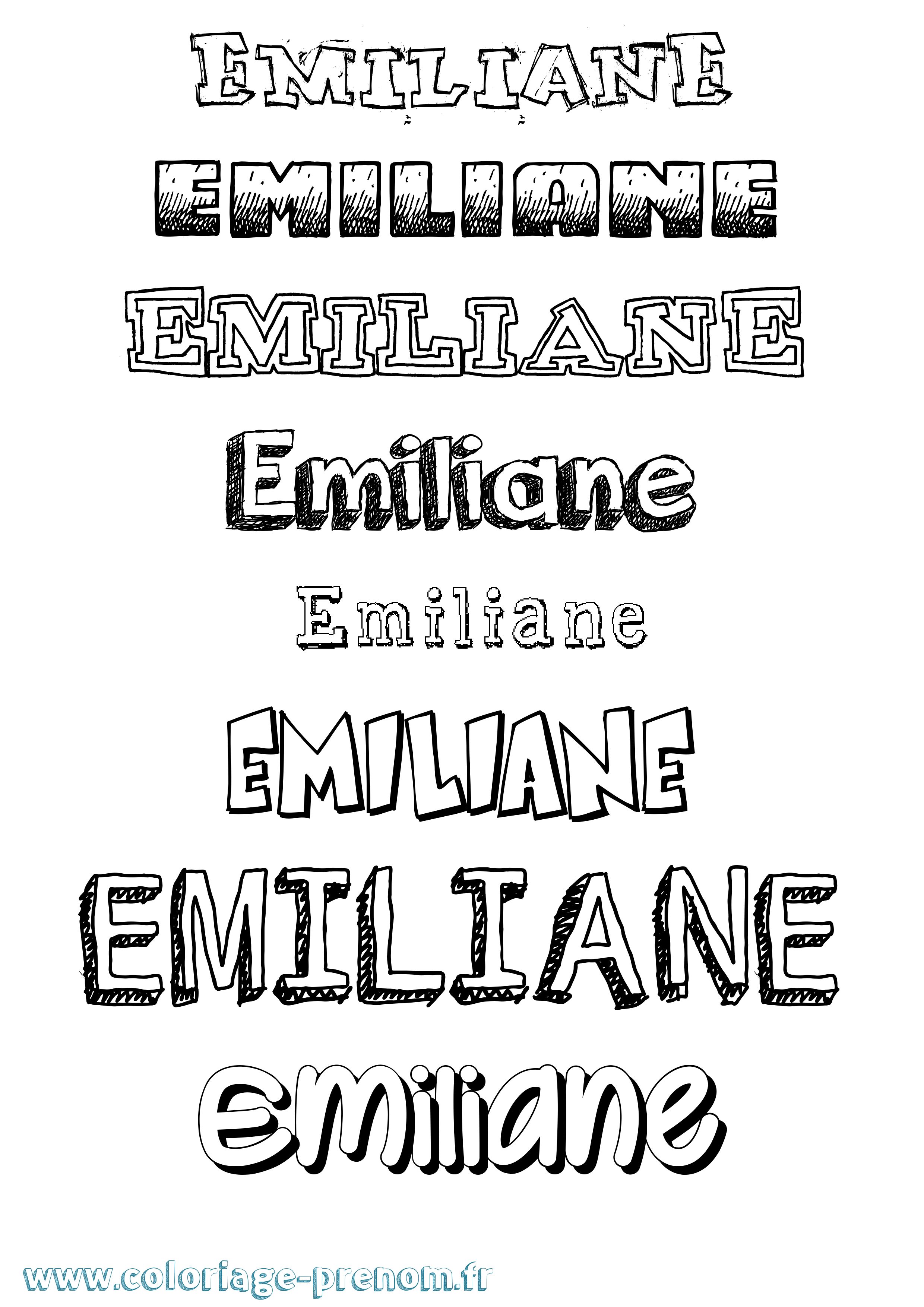 Coloriage prénom Emiliane Dessiné