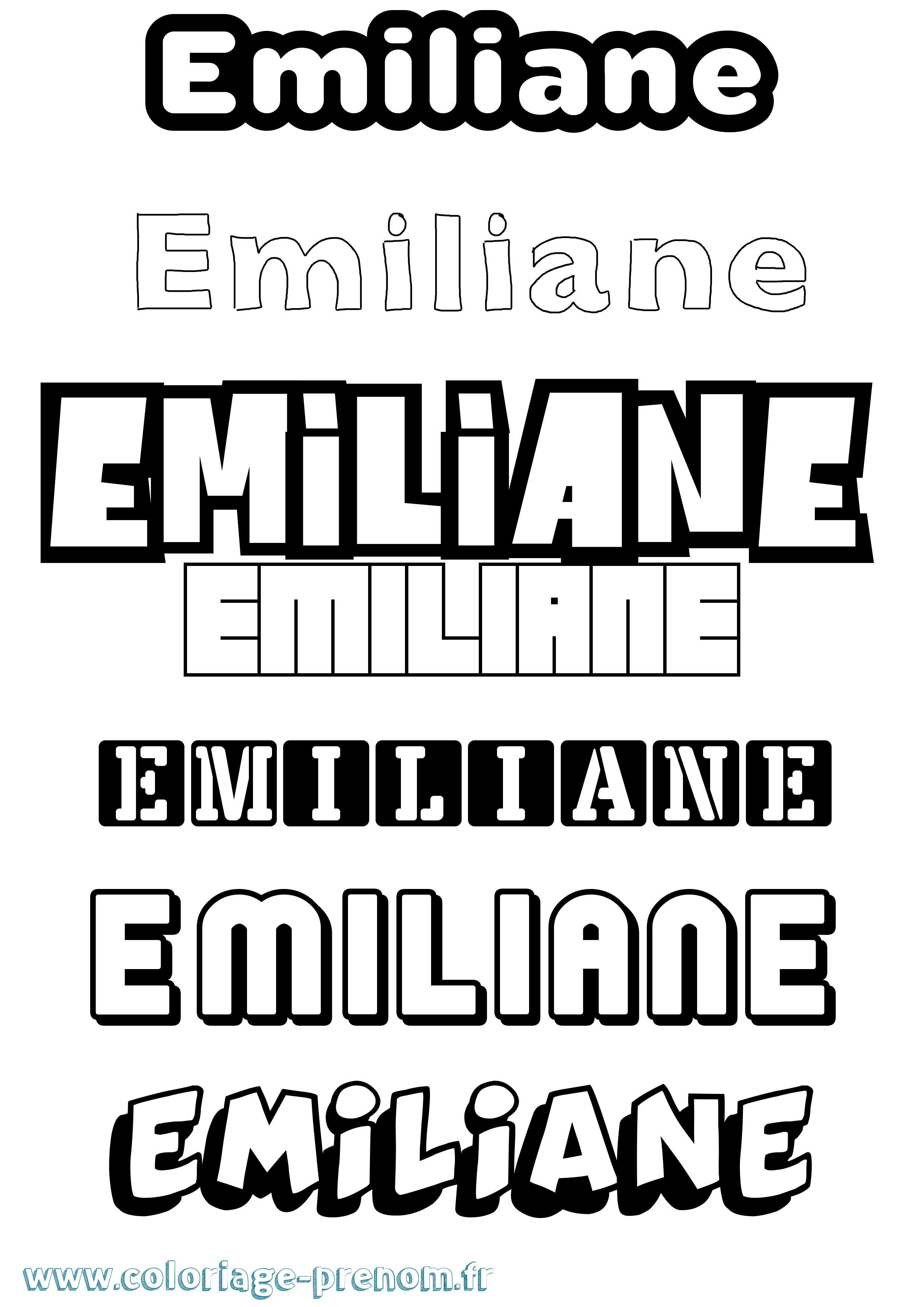 Coloriage prénom Emiliane Simple