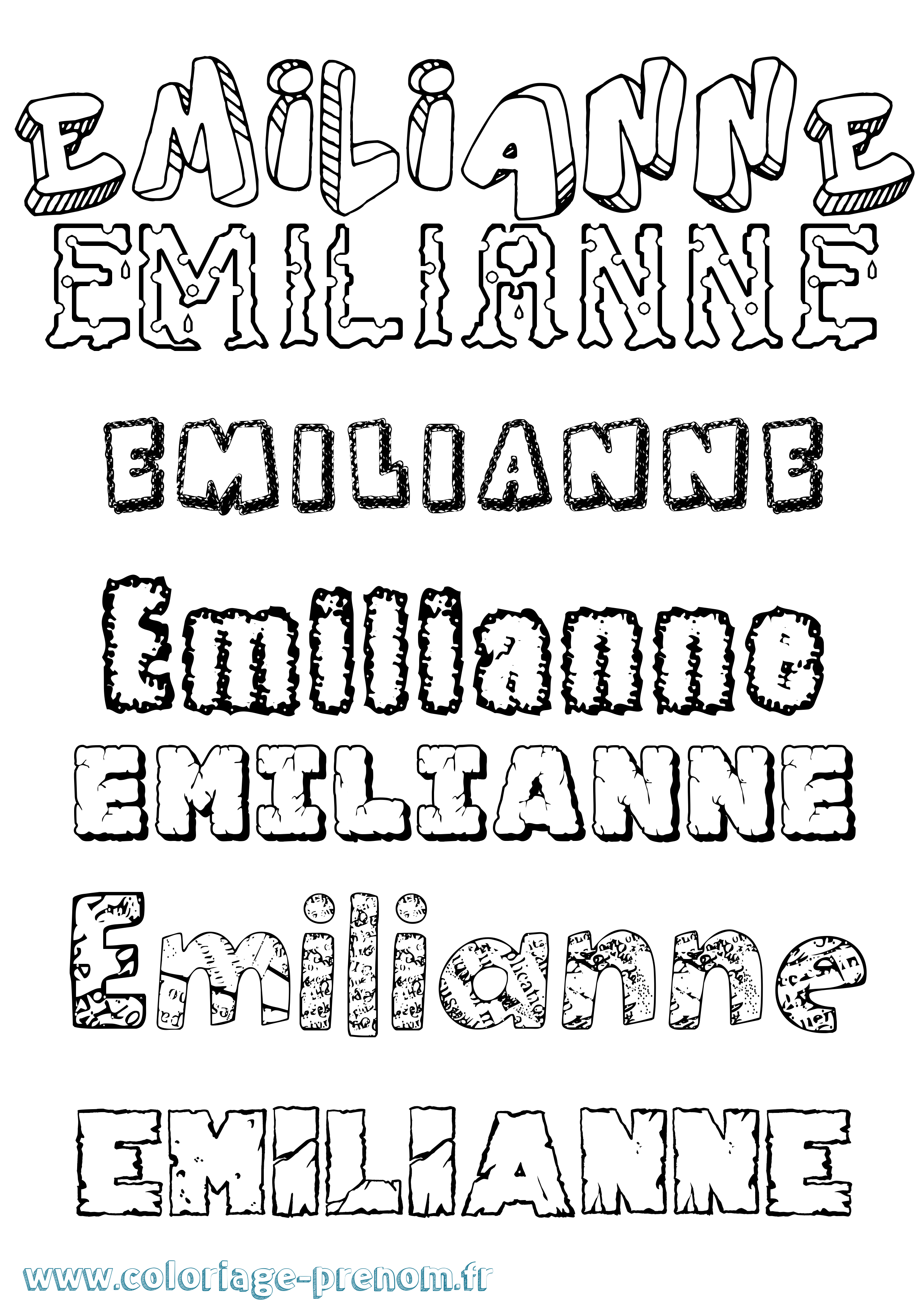 Coloriage prénom Emilianne Destructuré