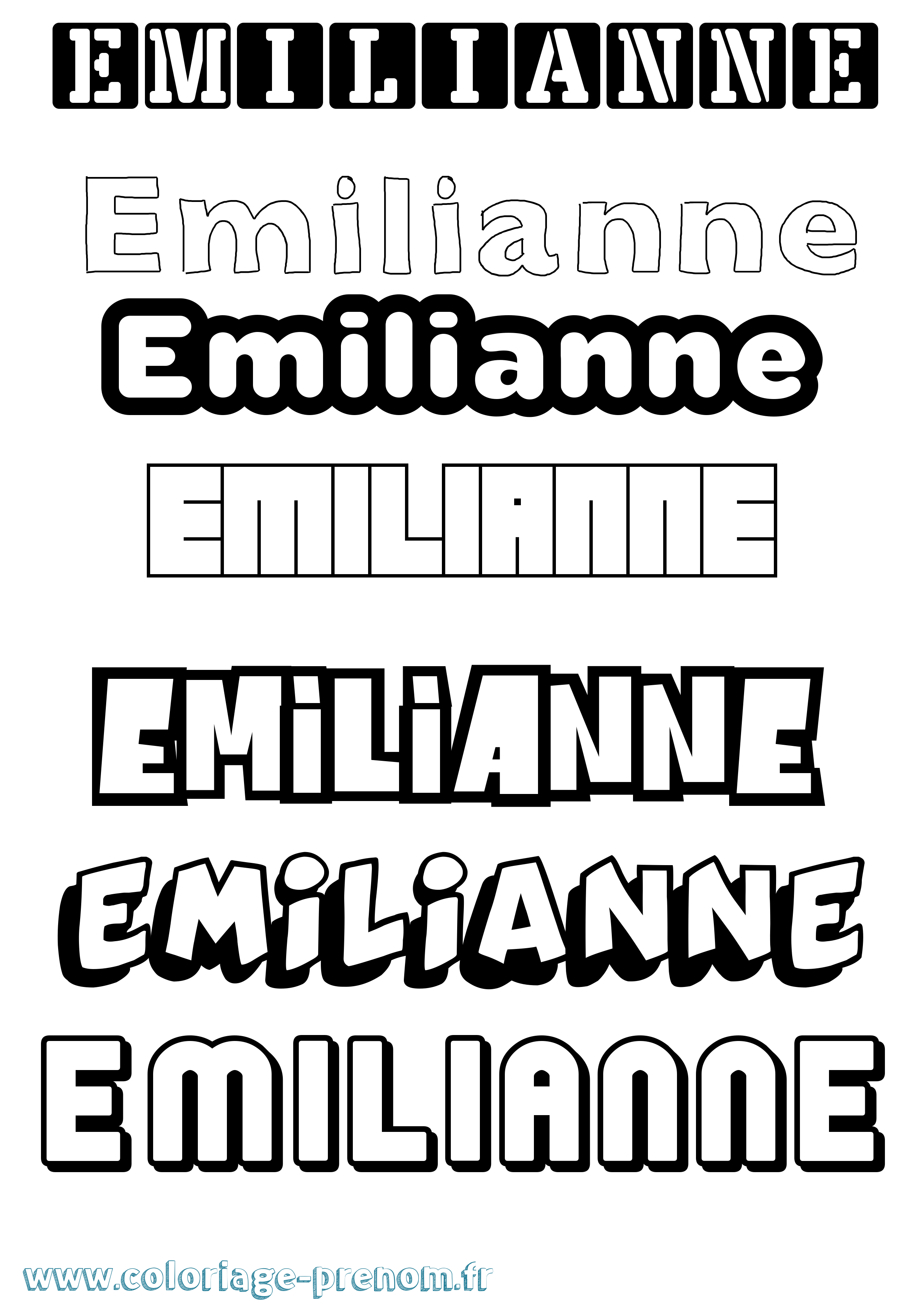 Coloriage prénom Emilianne Simple