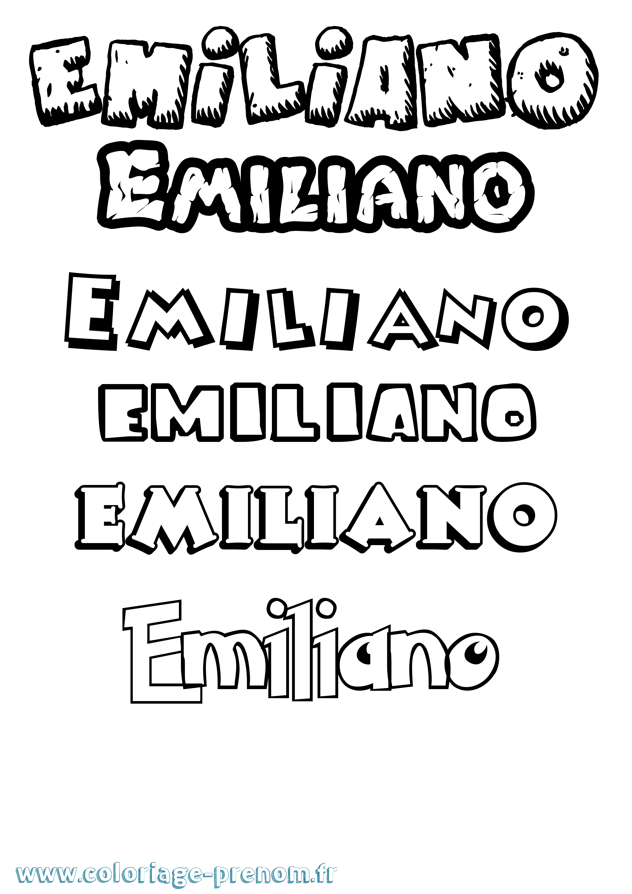 Coloriage prénom Emiliano Dessin Animé