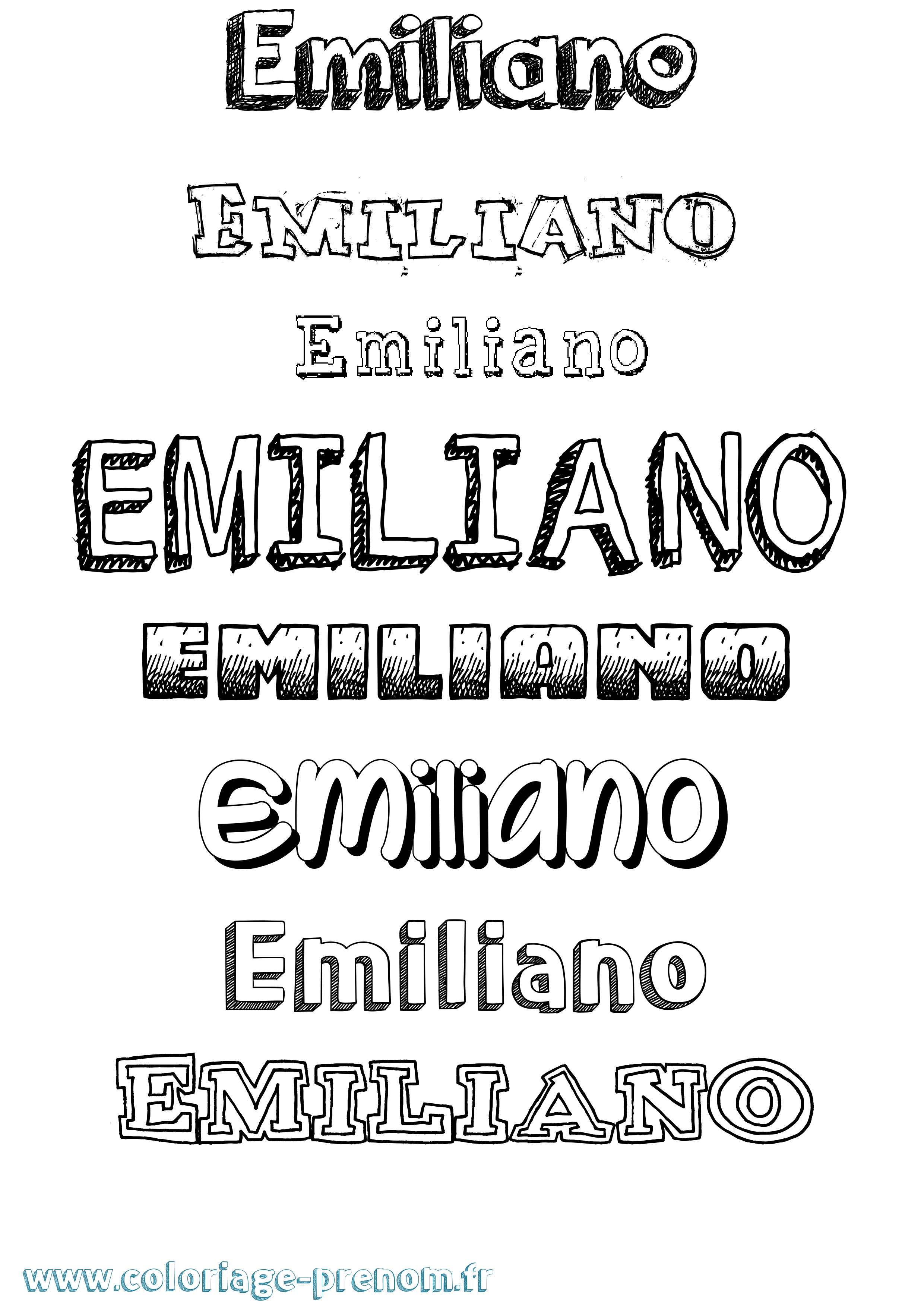 Coloriage prénom Emiliano Dessiné