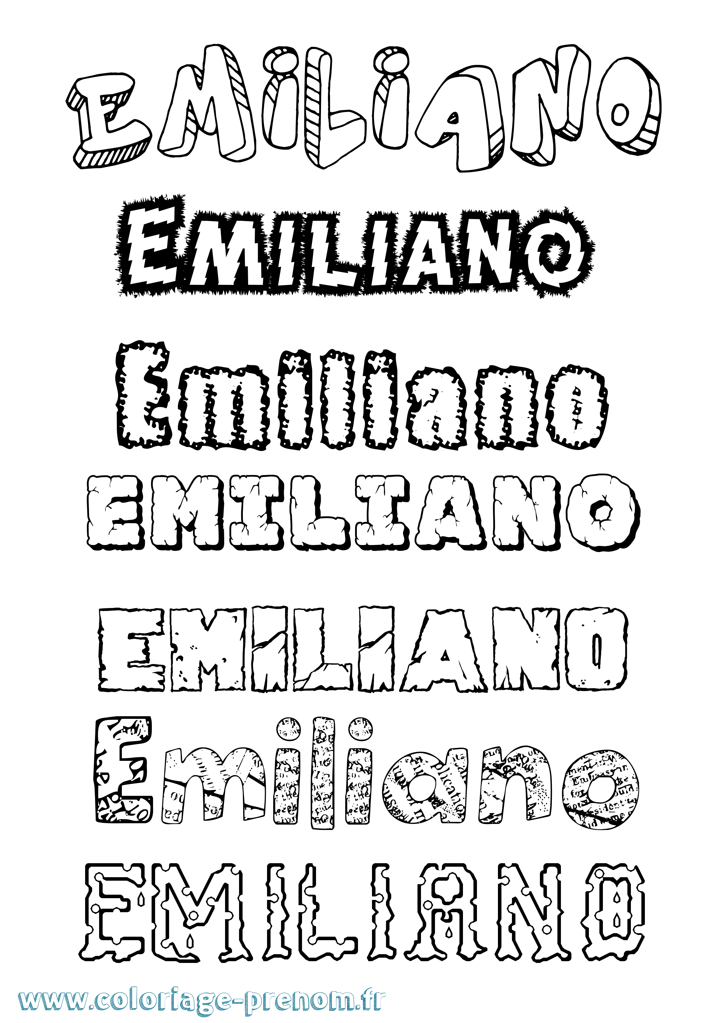 Coloriage prénom Emiliano Destructuré