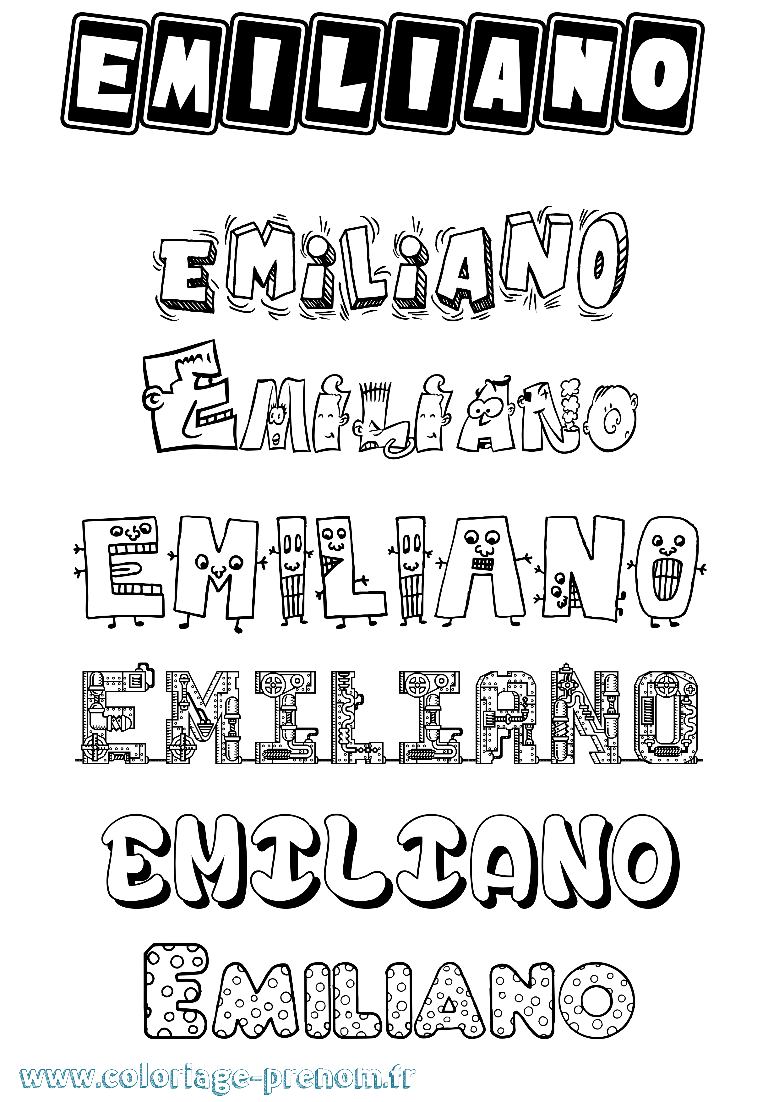 Coloriage prénom Emiliano Fun