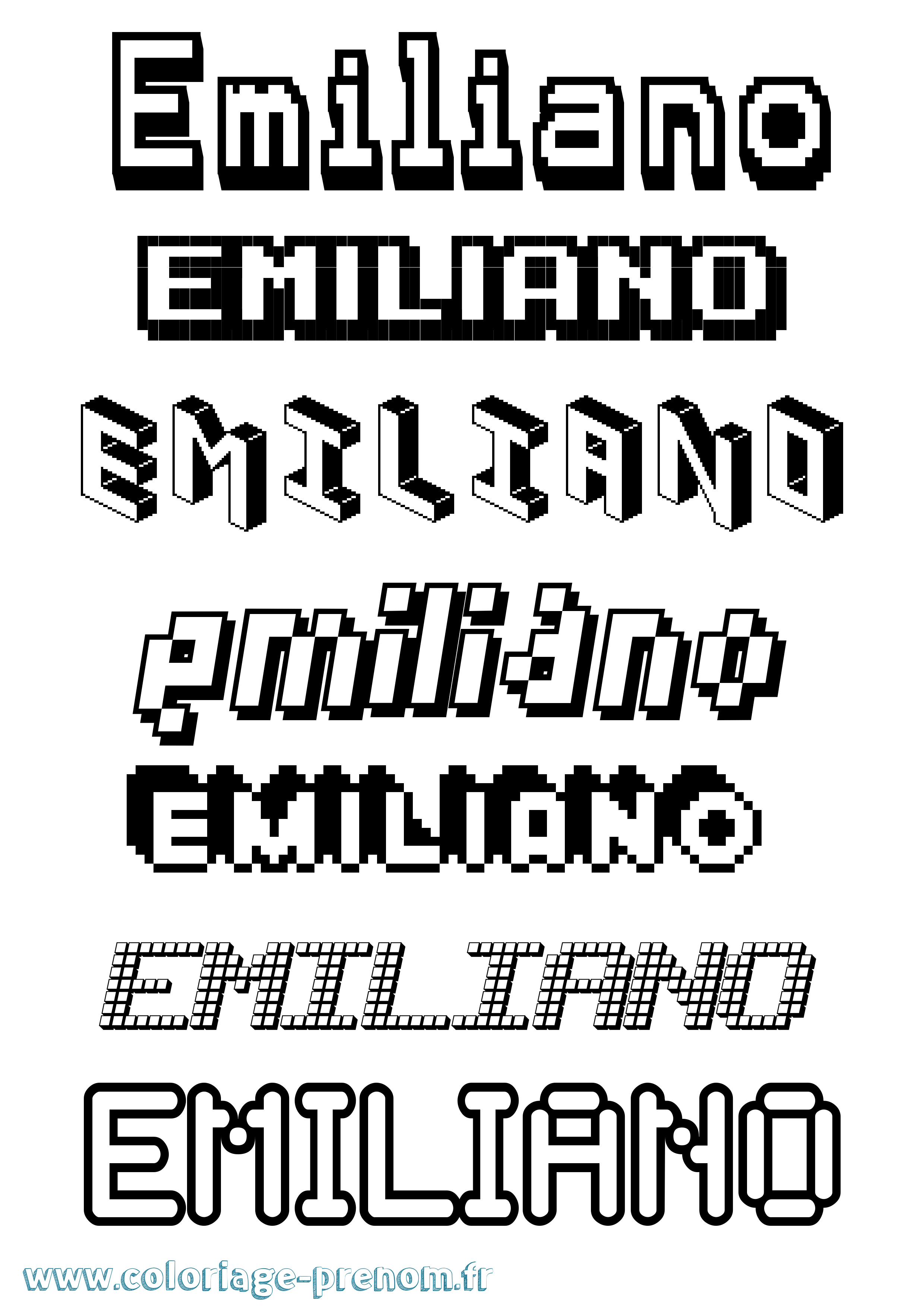 Coloriage prénom Emiliano Pixel