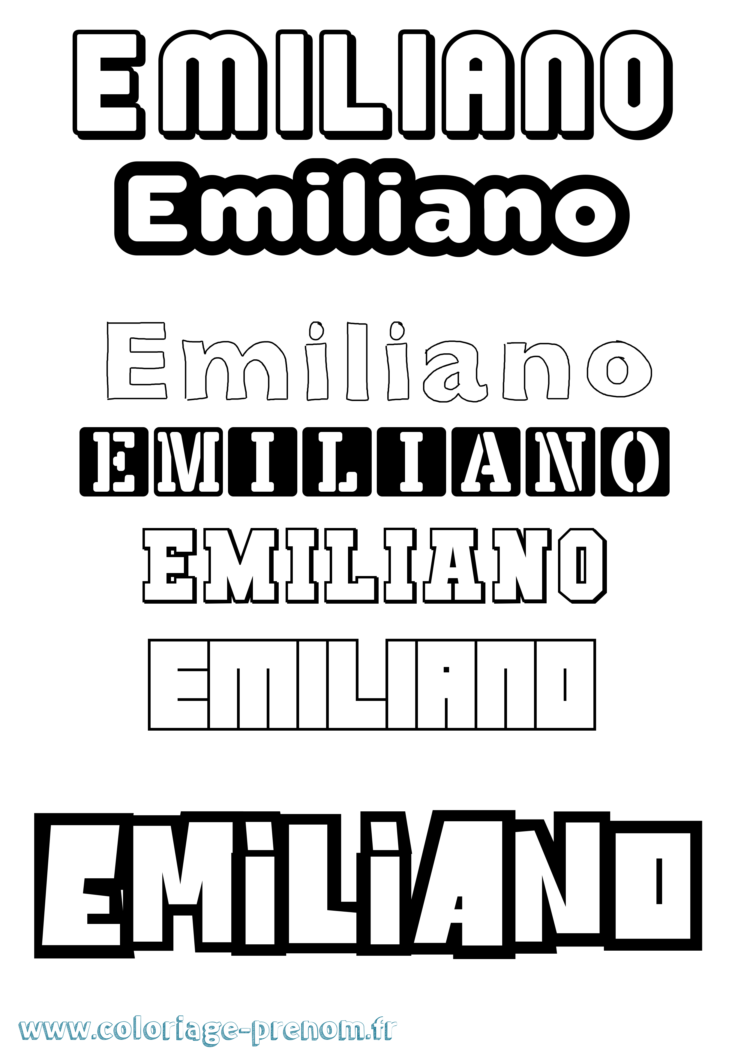 Coloriage prénom Emiliano Simple