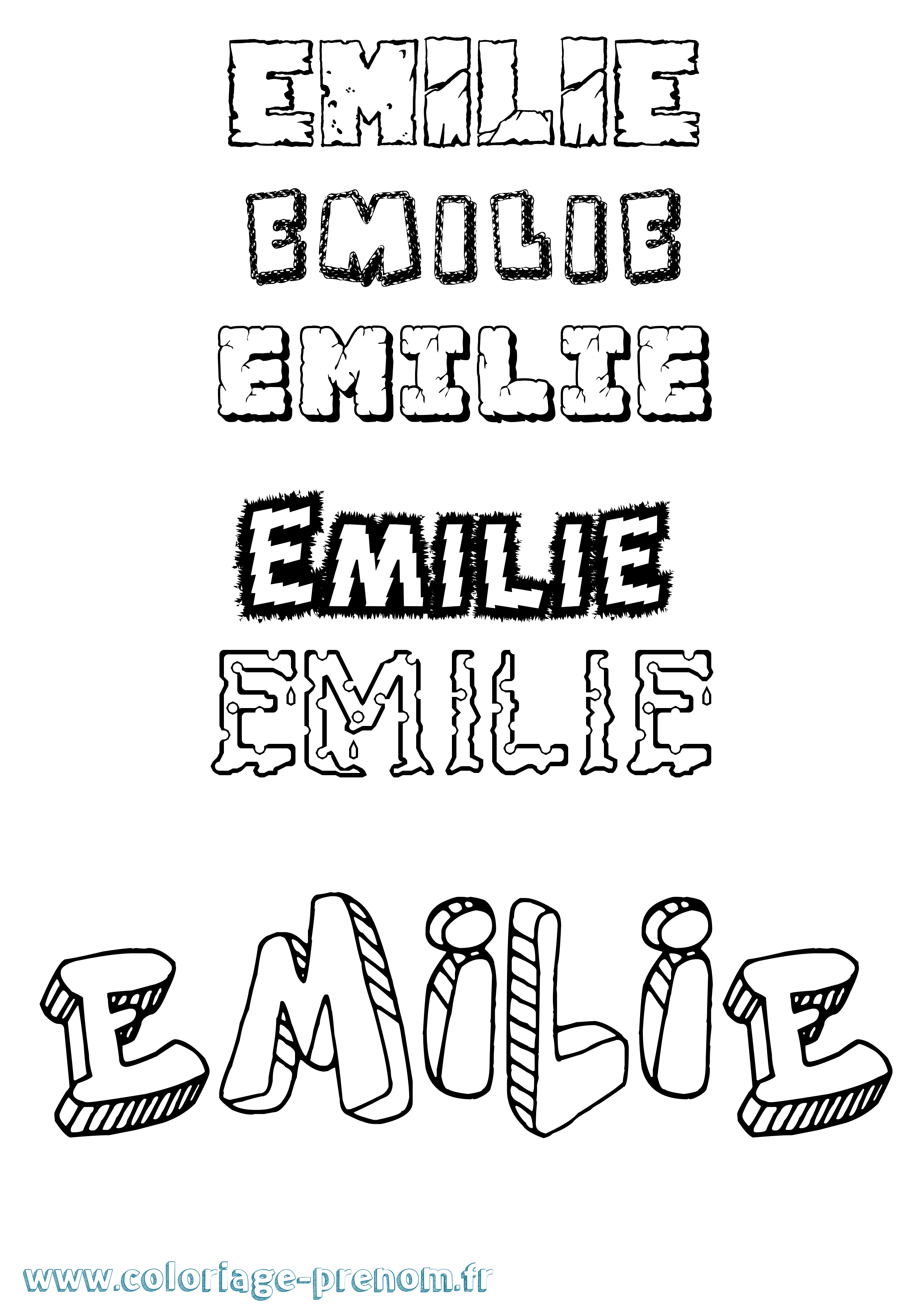 Coloriage prénom Emilie Destructuré