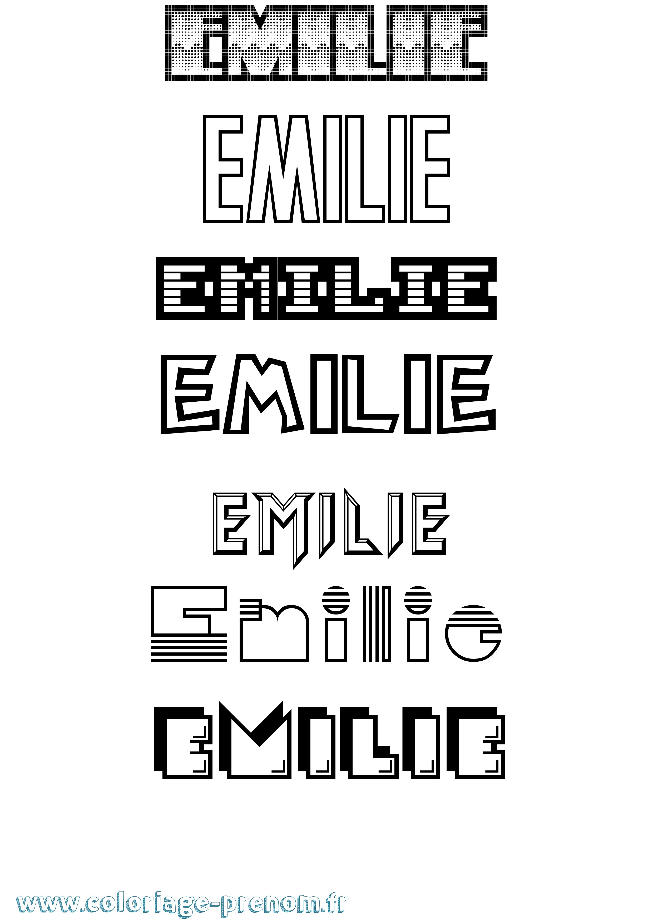 Coloriage prénom Emilie