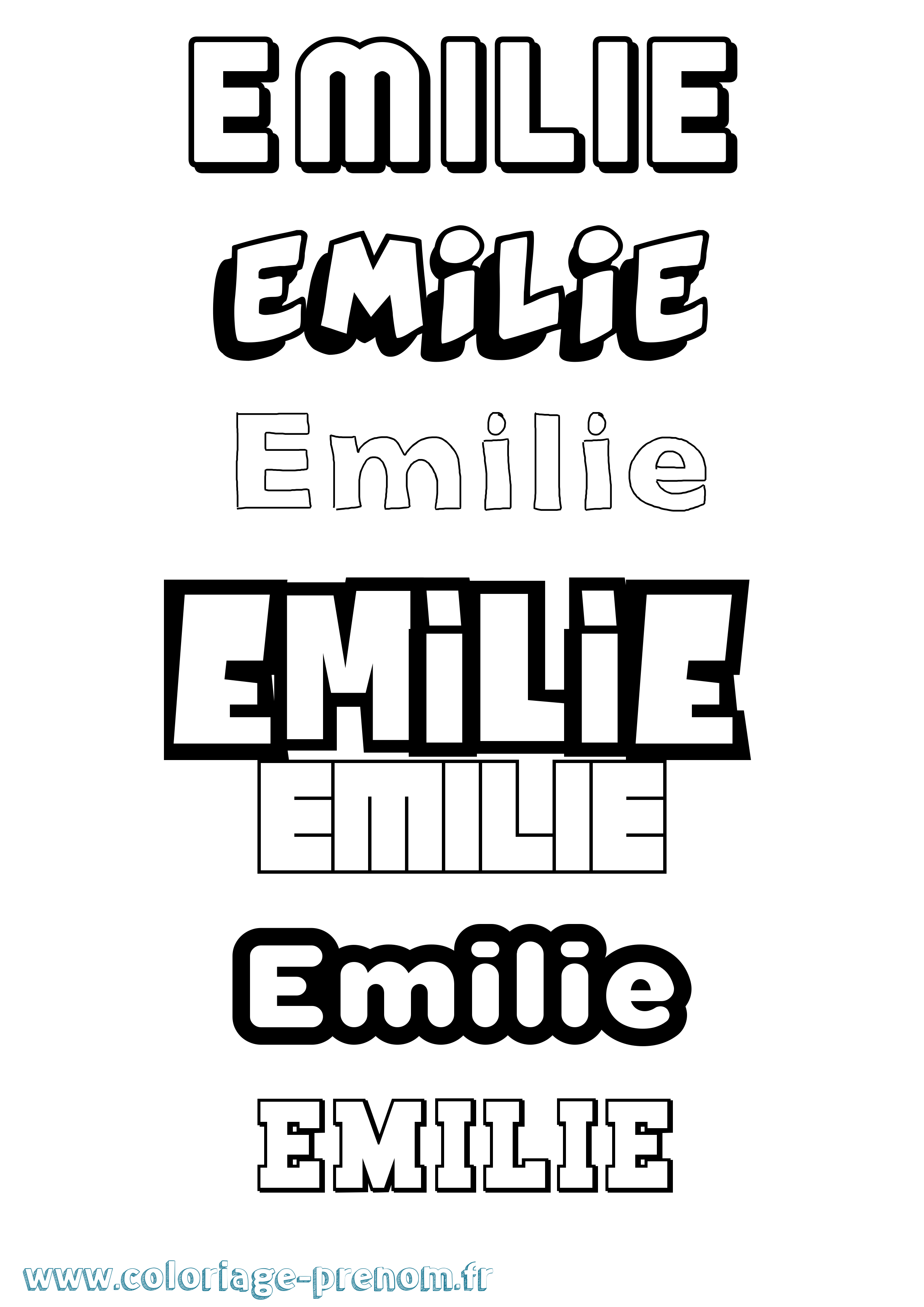 Coloriage prénom Emilie Simple