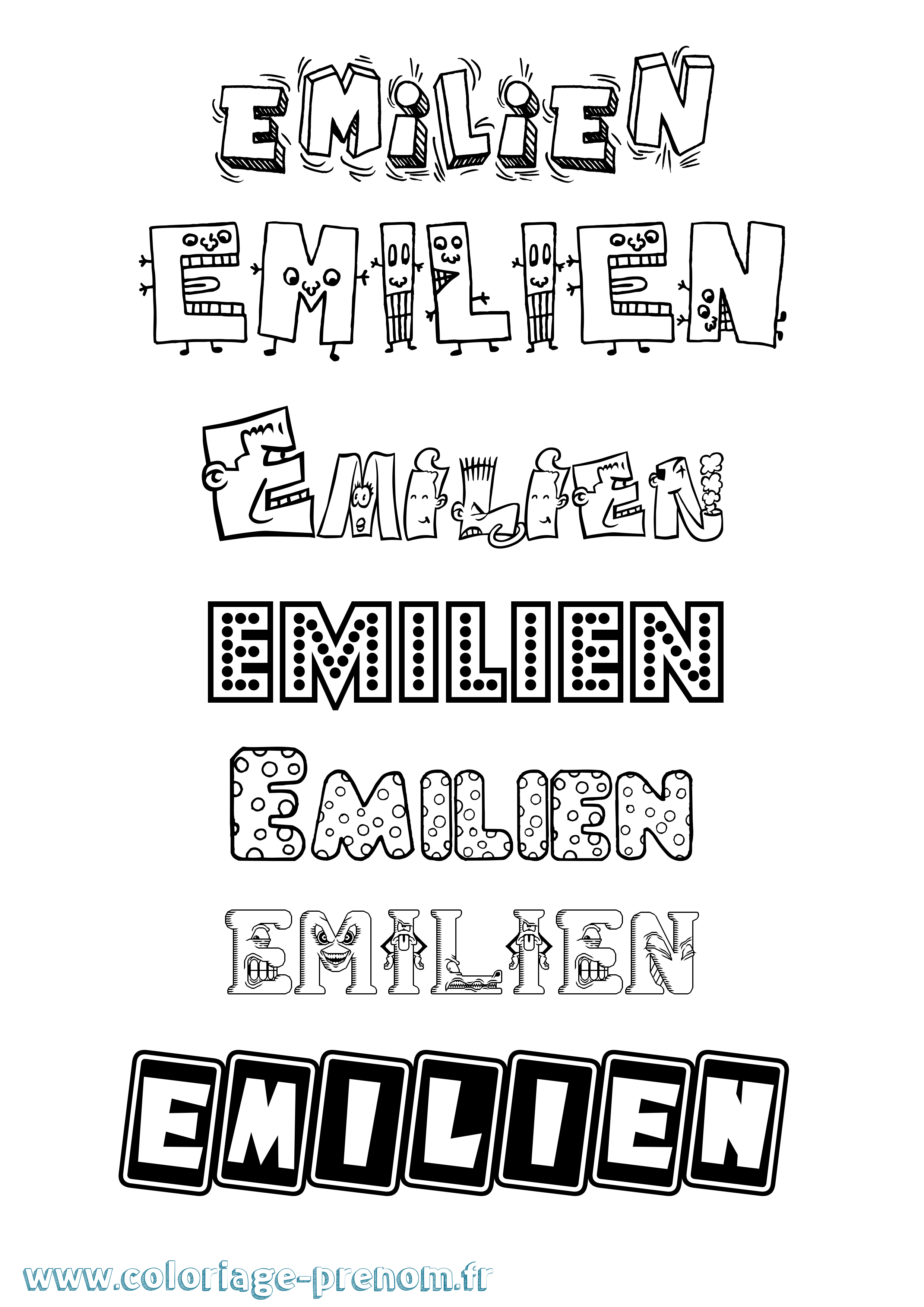 Coloriage prénom Emilien