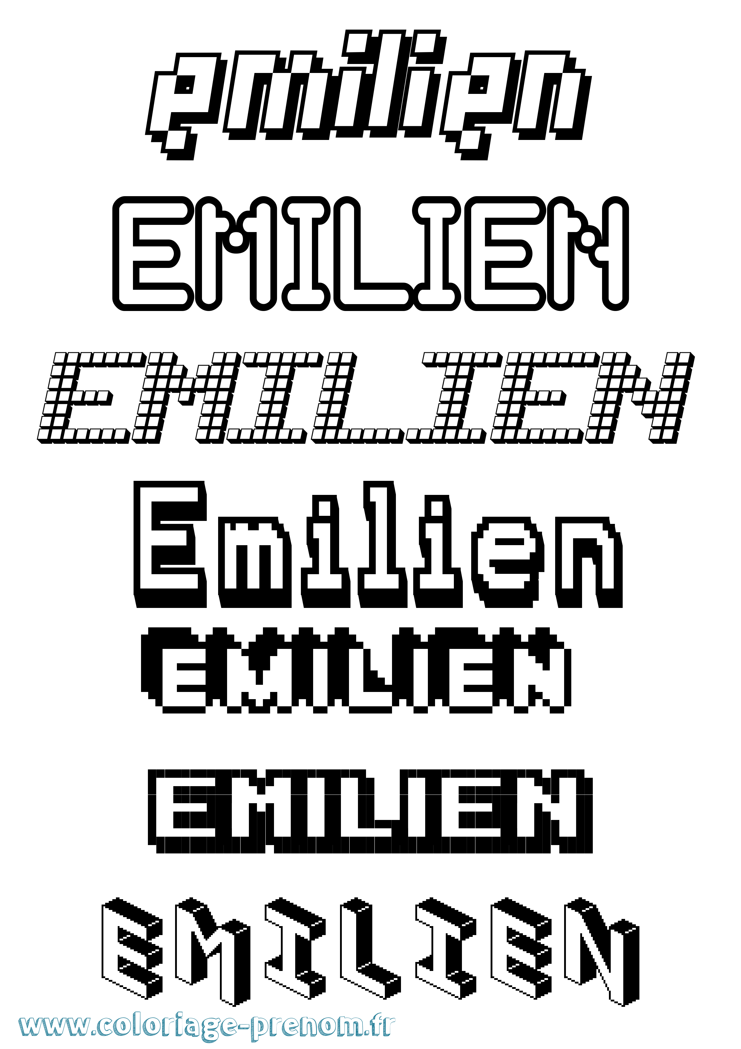 Coloriage Emilien Coloriage prénom Emilien