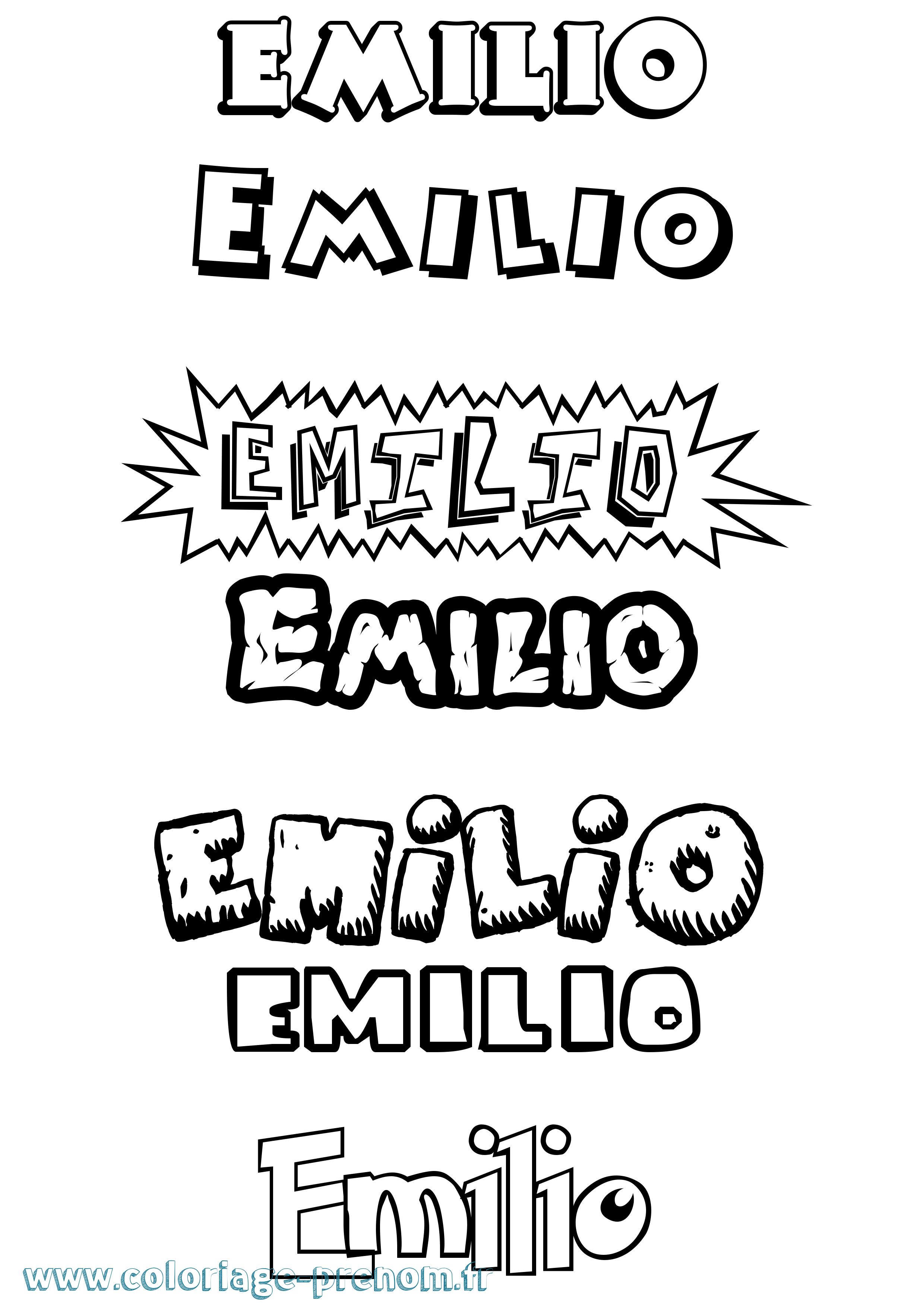 Coloriage prénom Emilio Dessin Animé