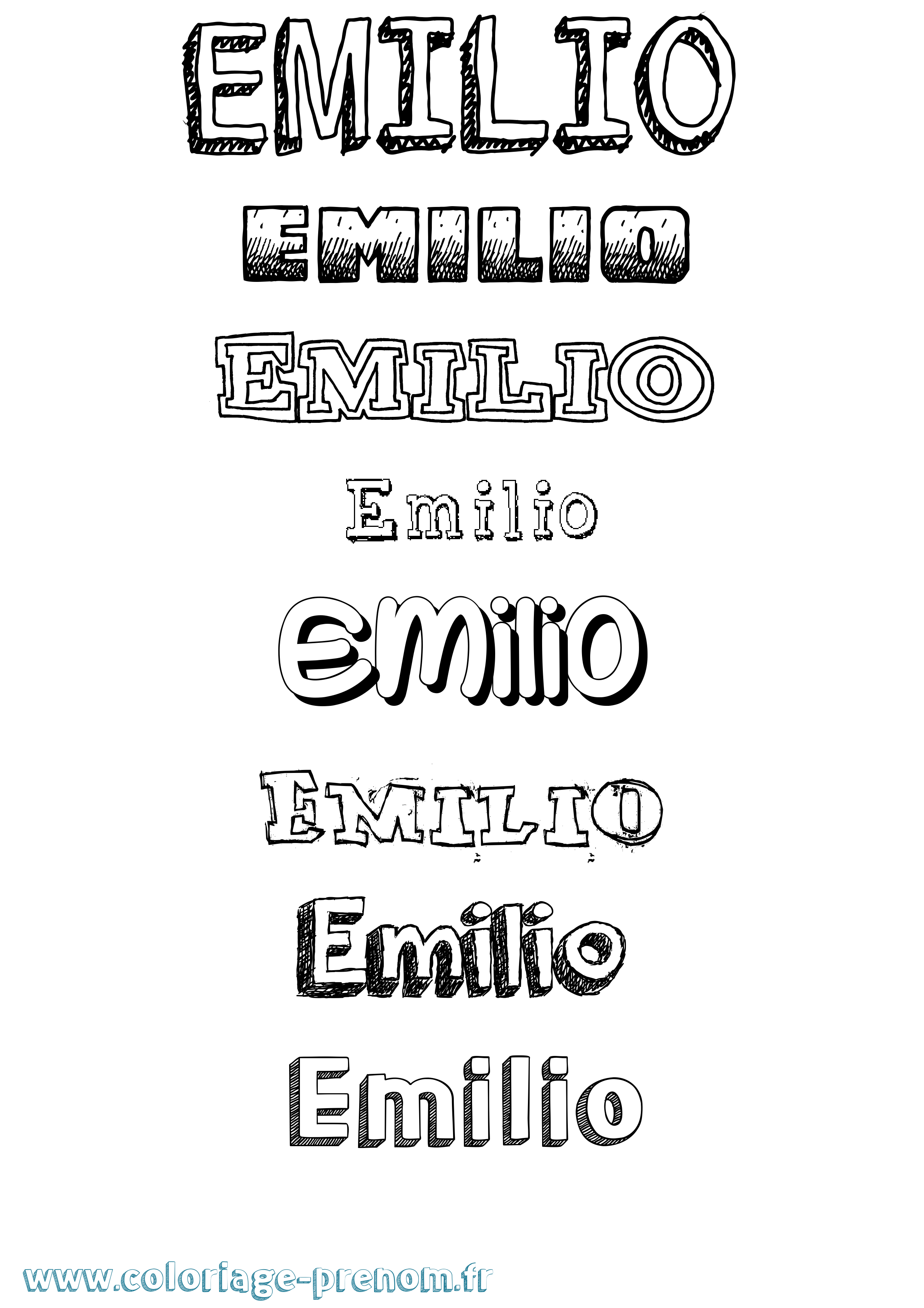 Coloriage prénom Emilio Dessiné