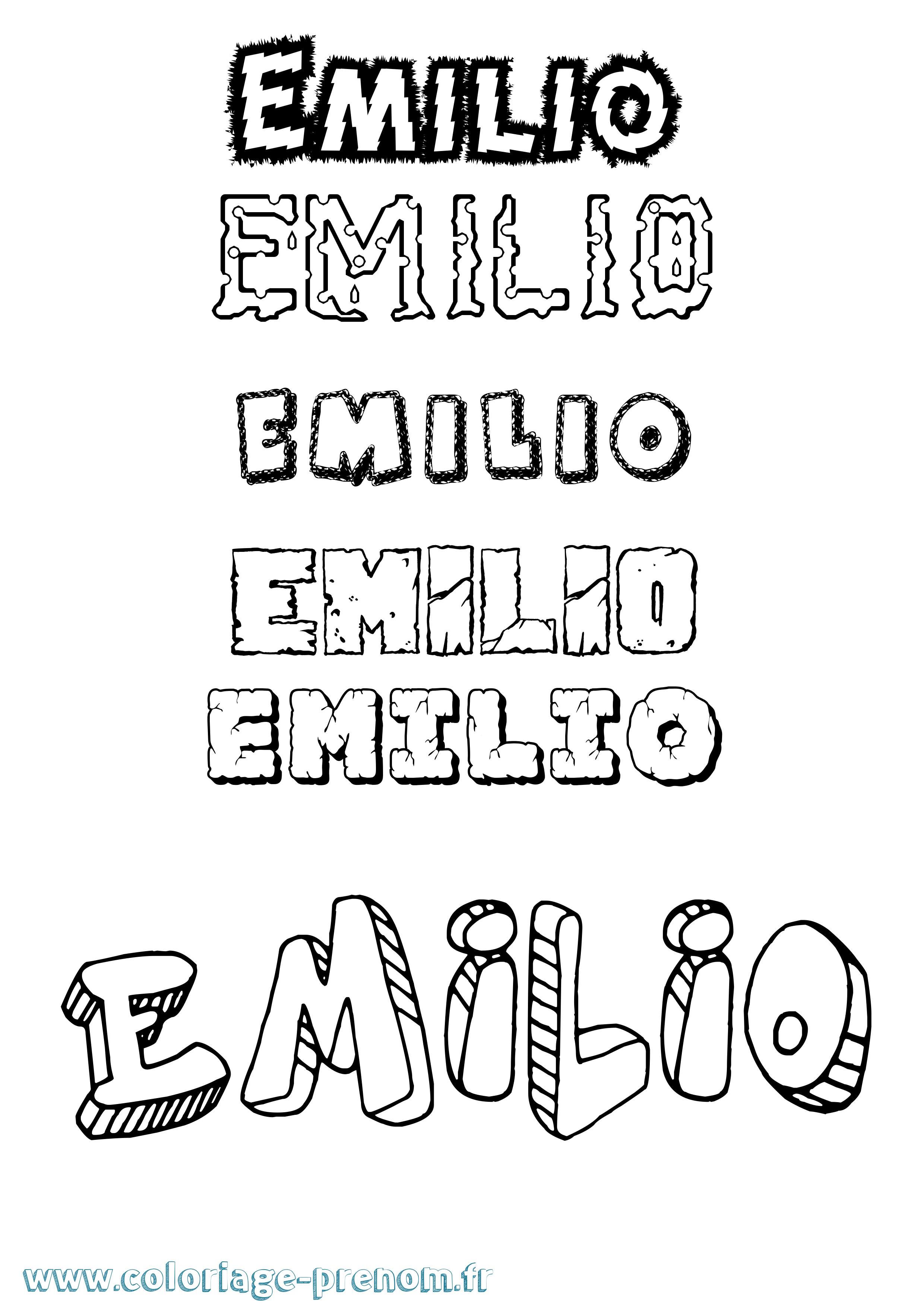 Coloriage prénom Emilio Destructuré