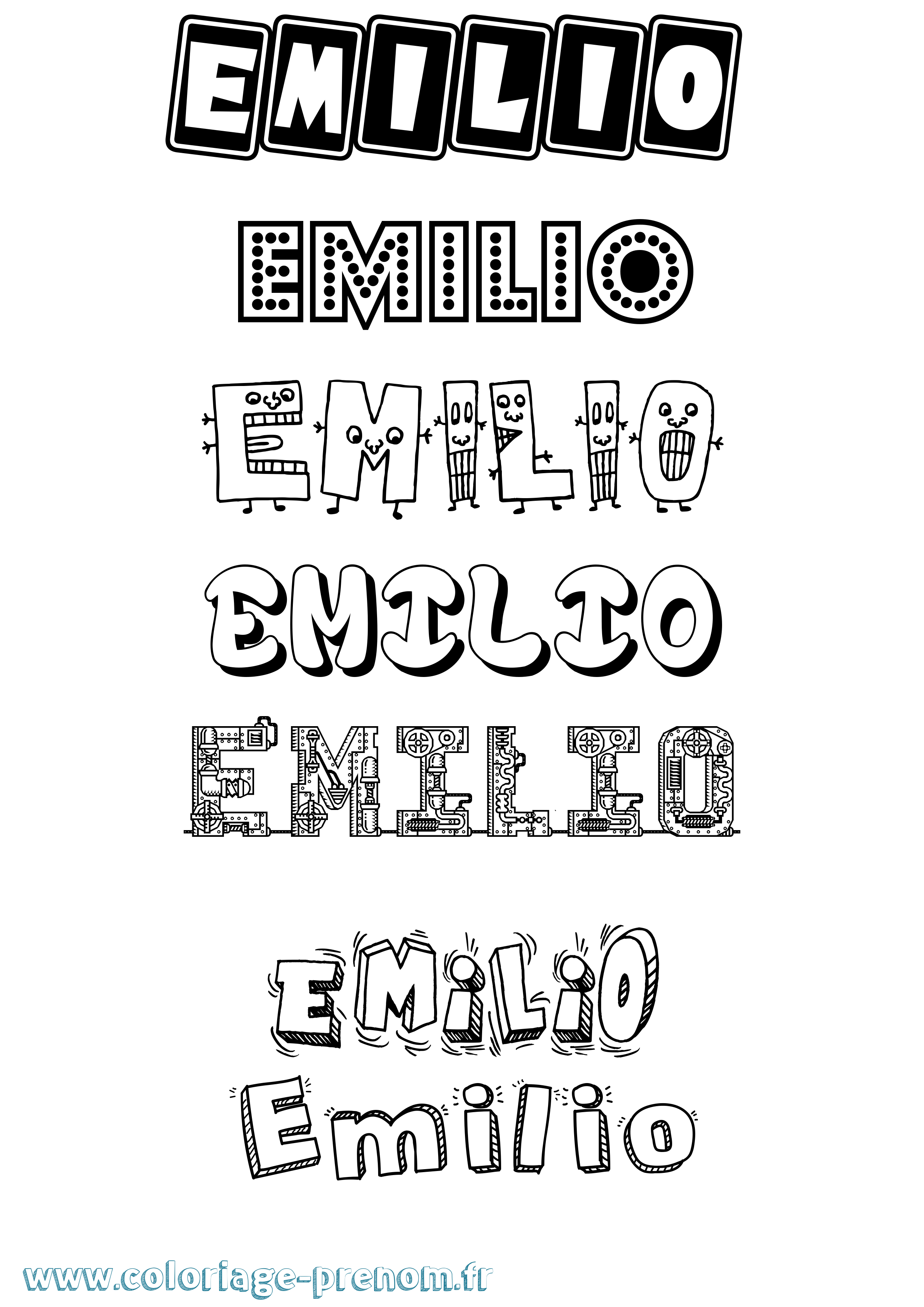 Coloriage prénom Emilio Fun