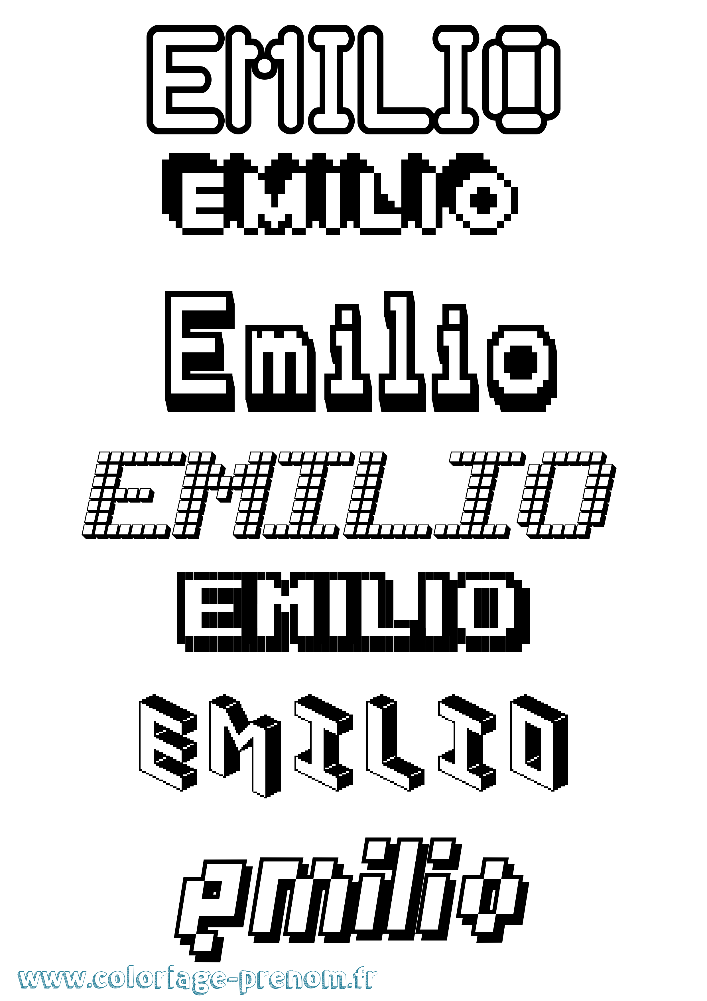 Coloriage prénom Emilio Pixel