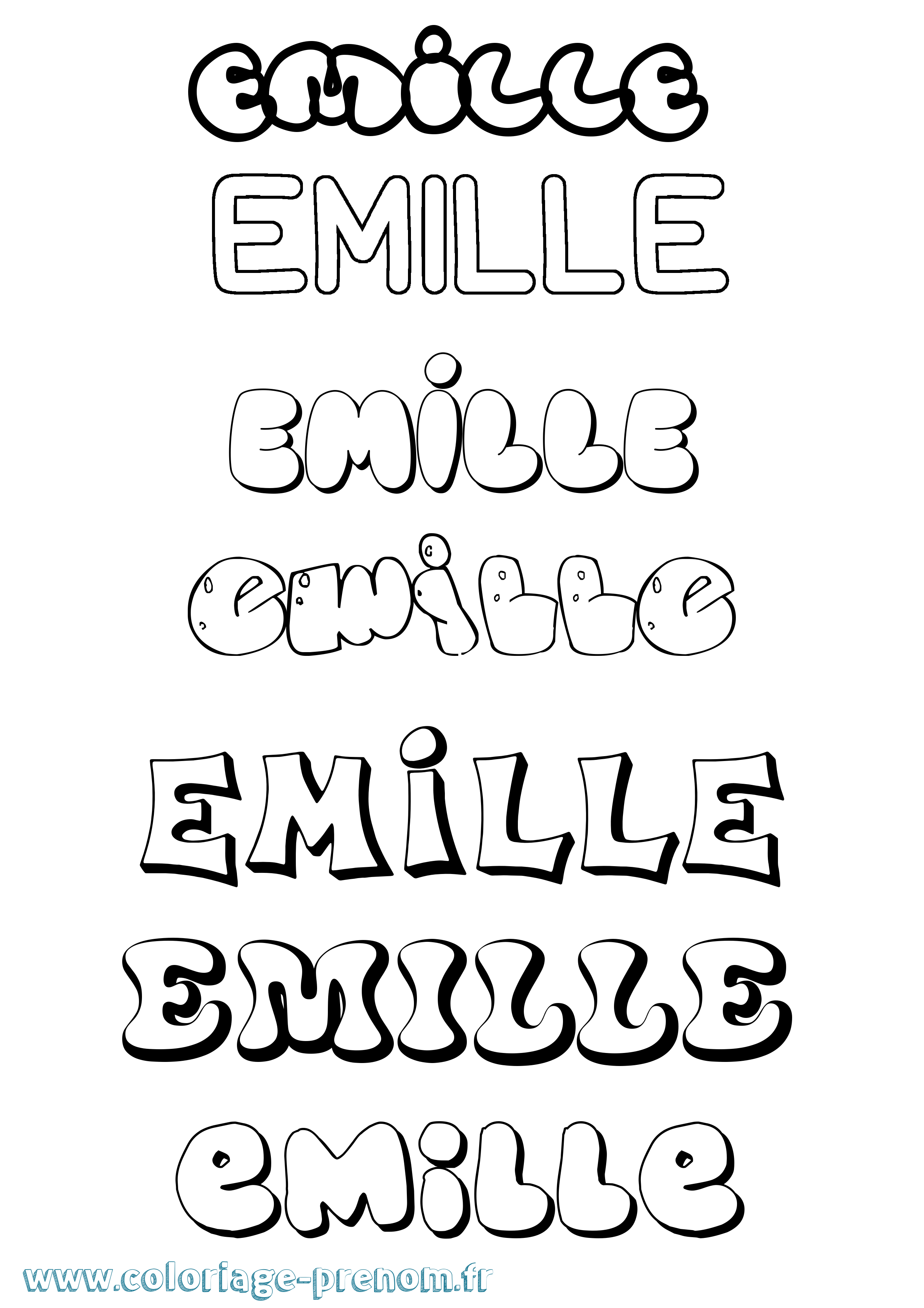 Coloriage Emille Bubble Coloriage prénom Emille Bubble