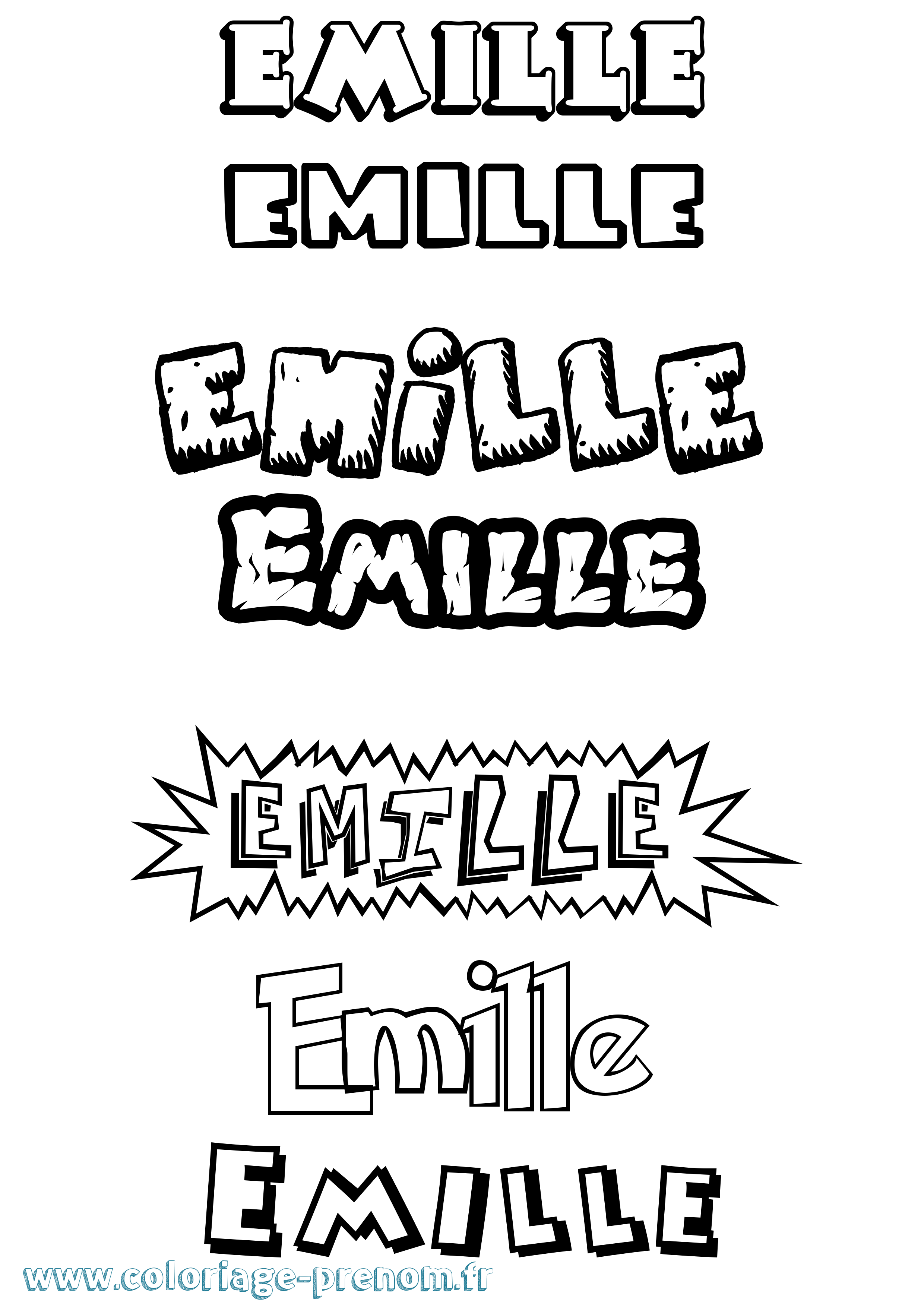 Coloriage Emille Dessin Animé Coloriage prénom Emille Dessin Animé
