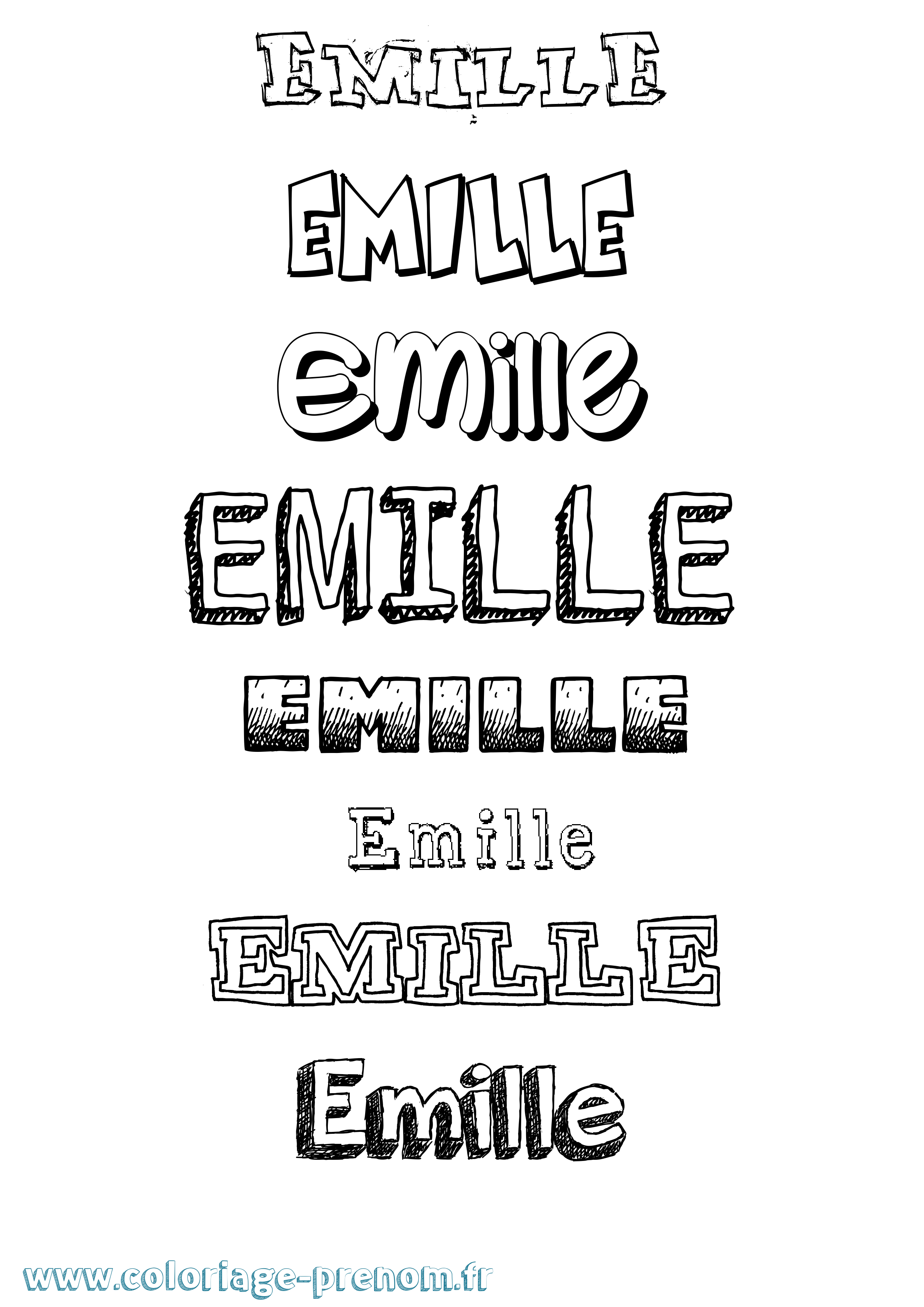 Coloriage Emille Dessiné Coloriage prénom Emille Dessiné