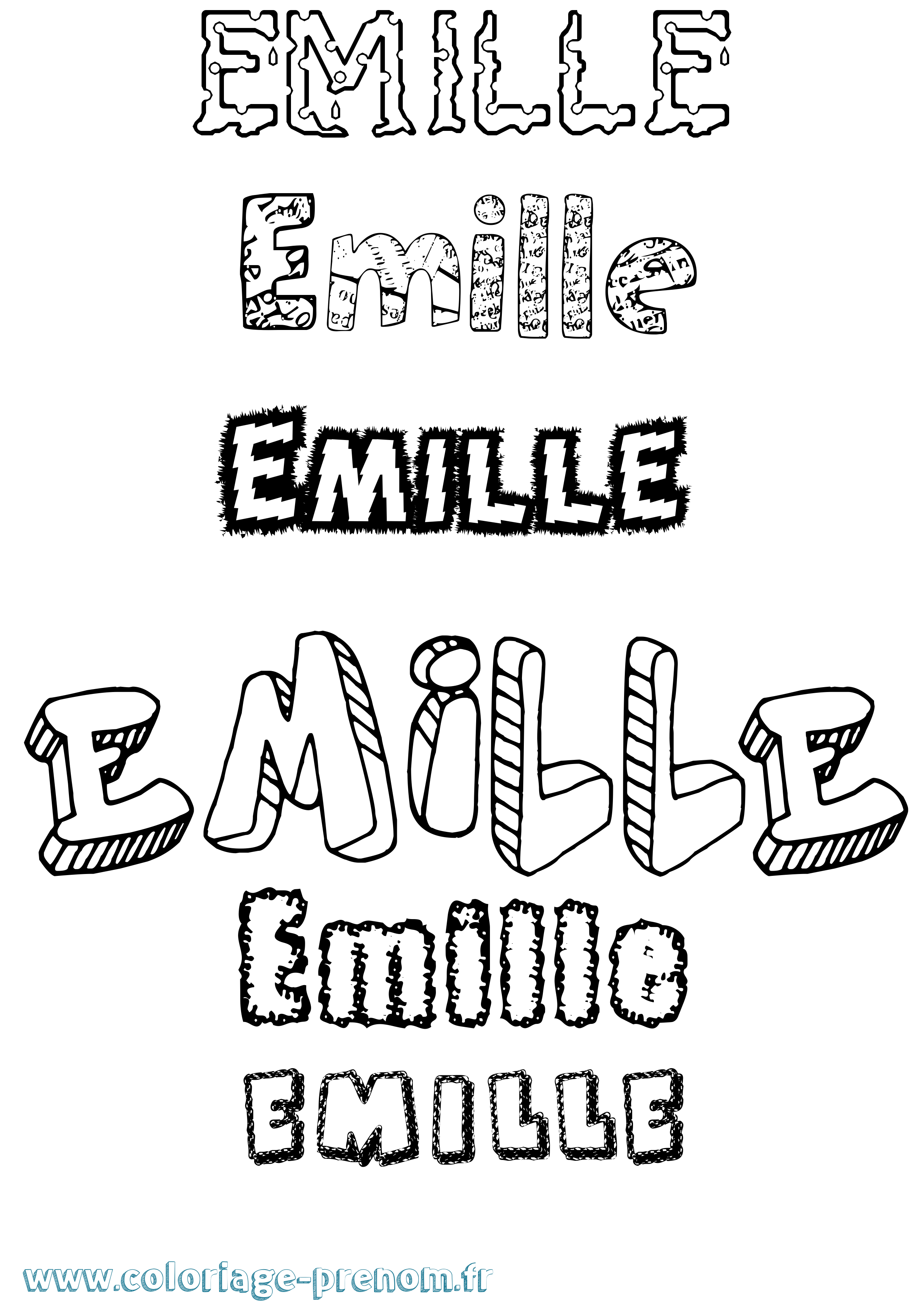 Coloriage Emille Destructuré Coloriage prénom Emille Destructuré