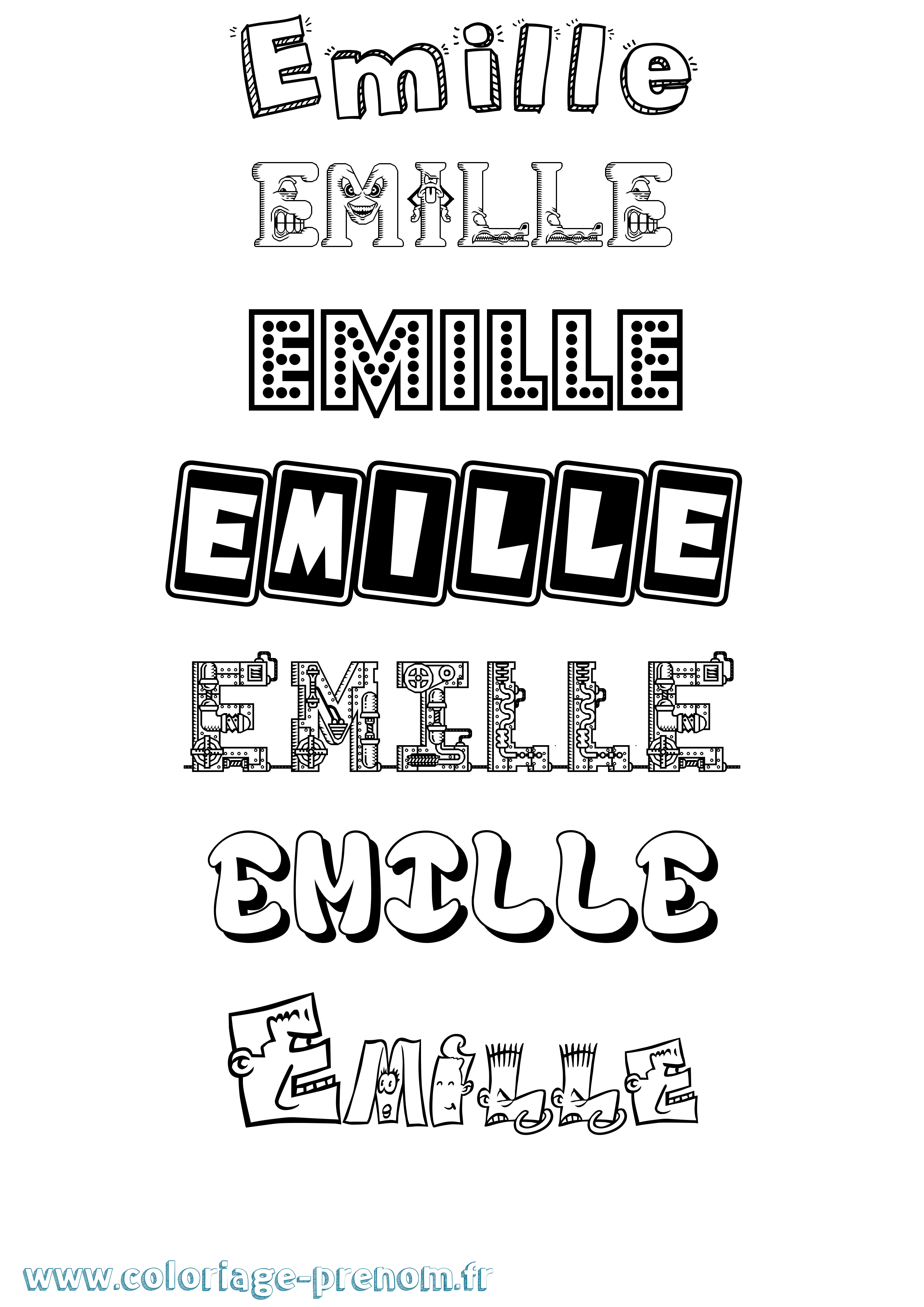 Coloriage Emille Fun Coloriage prénom Emille Fun