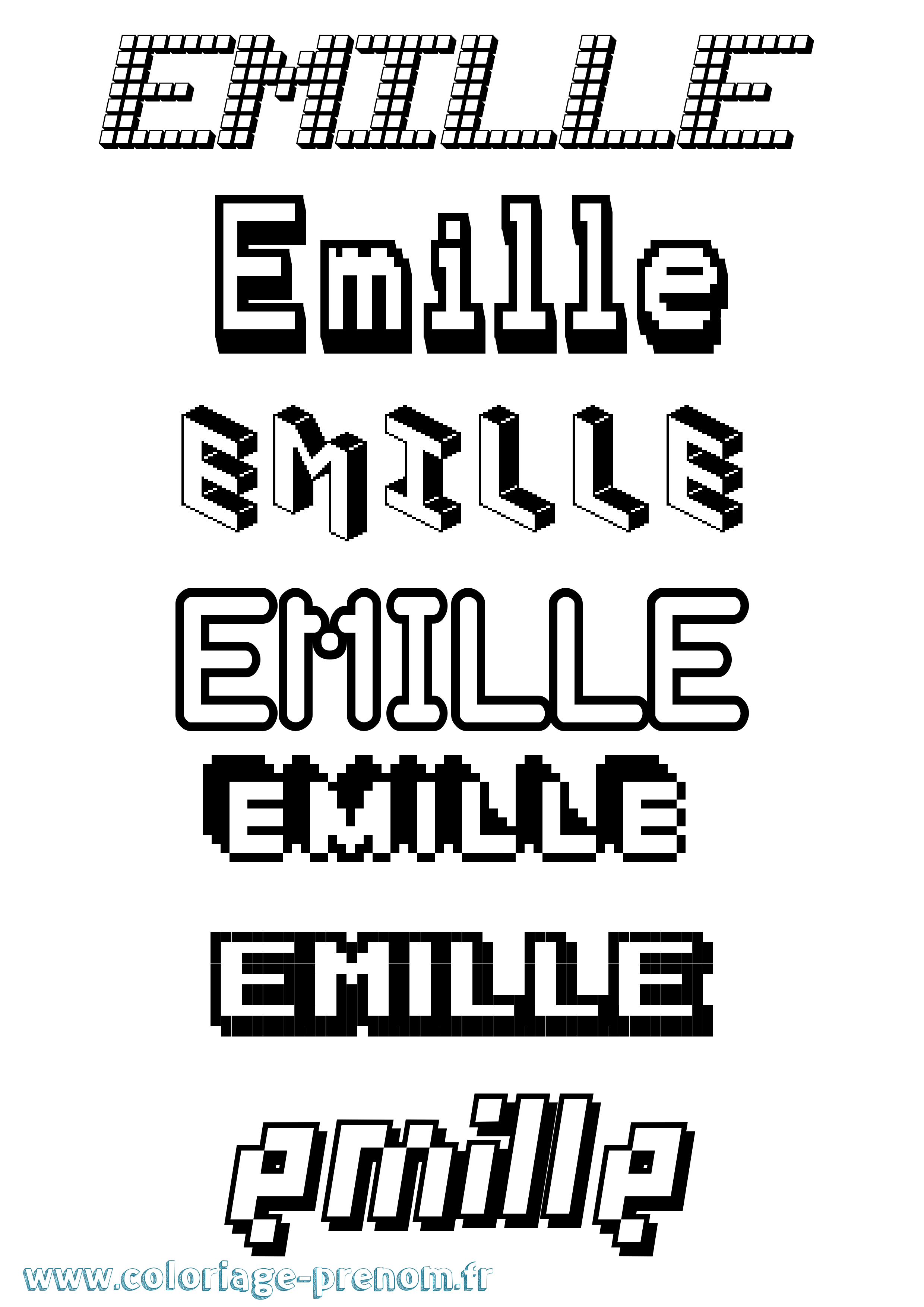 Coloriage Emille Pixel Coloriage prénom Emille Pixel