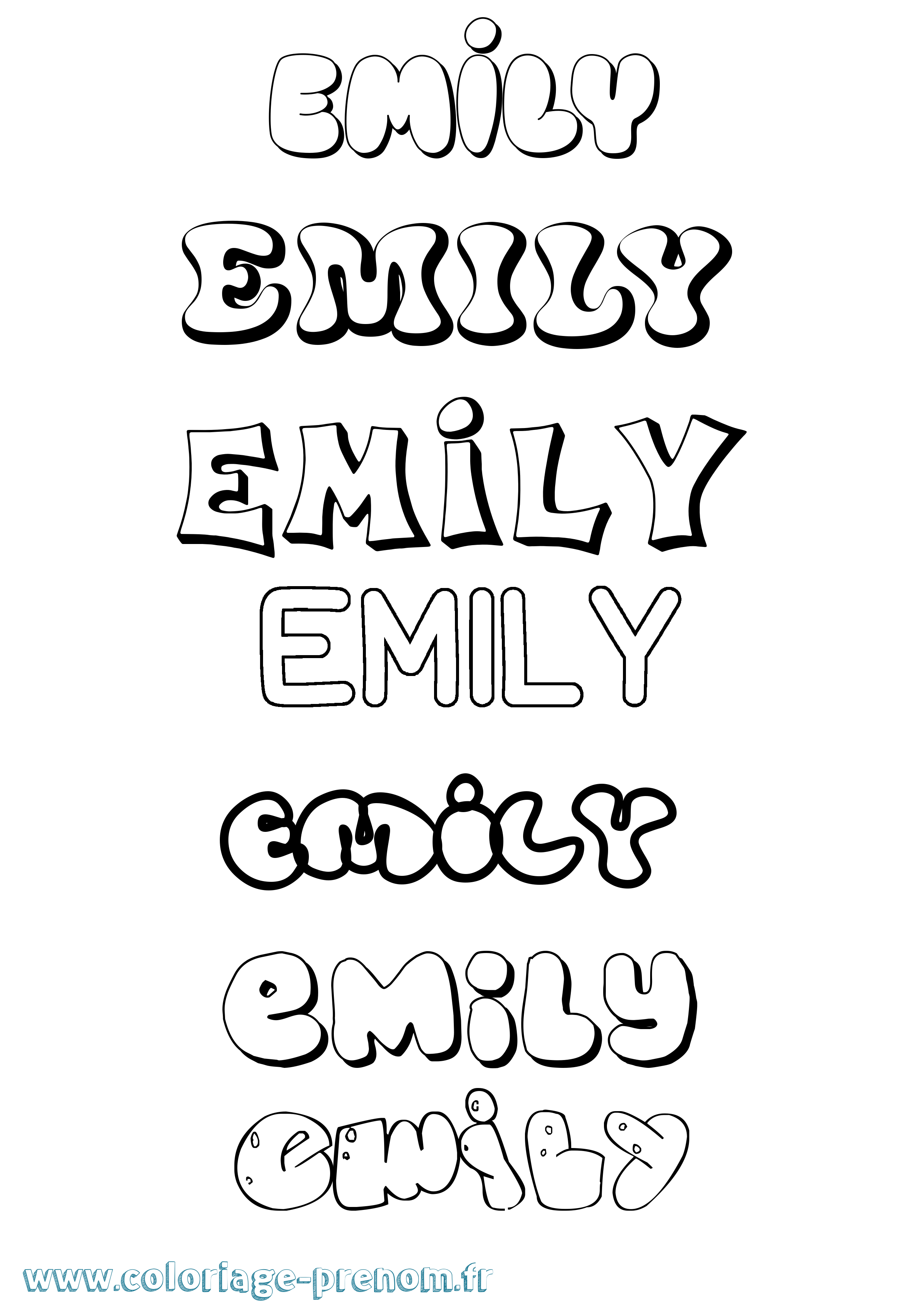 Coloriage prénom Emily Bubble