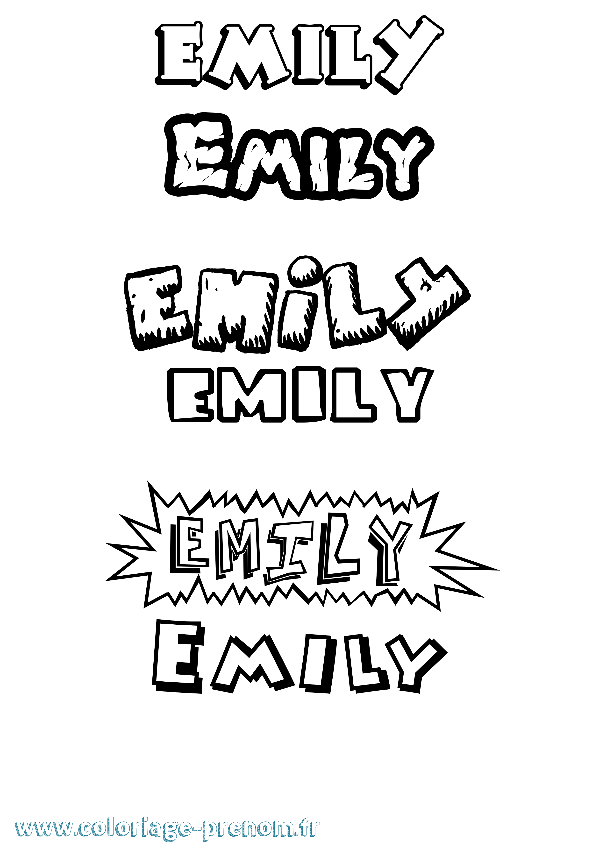 Coloriage prénom Emily Dessin Animé