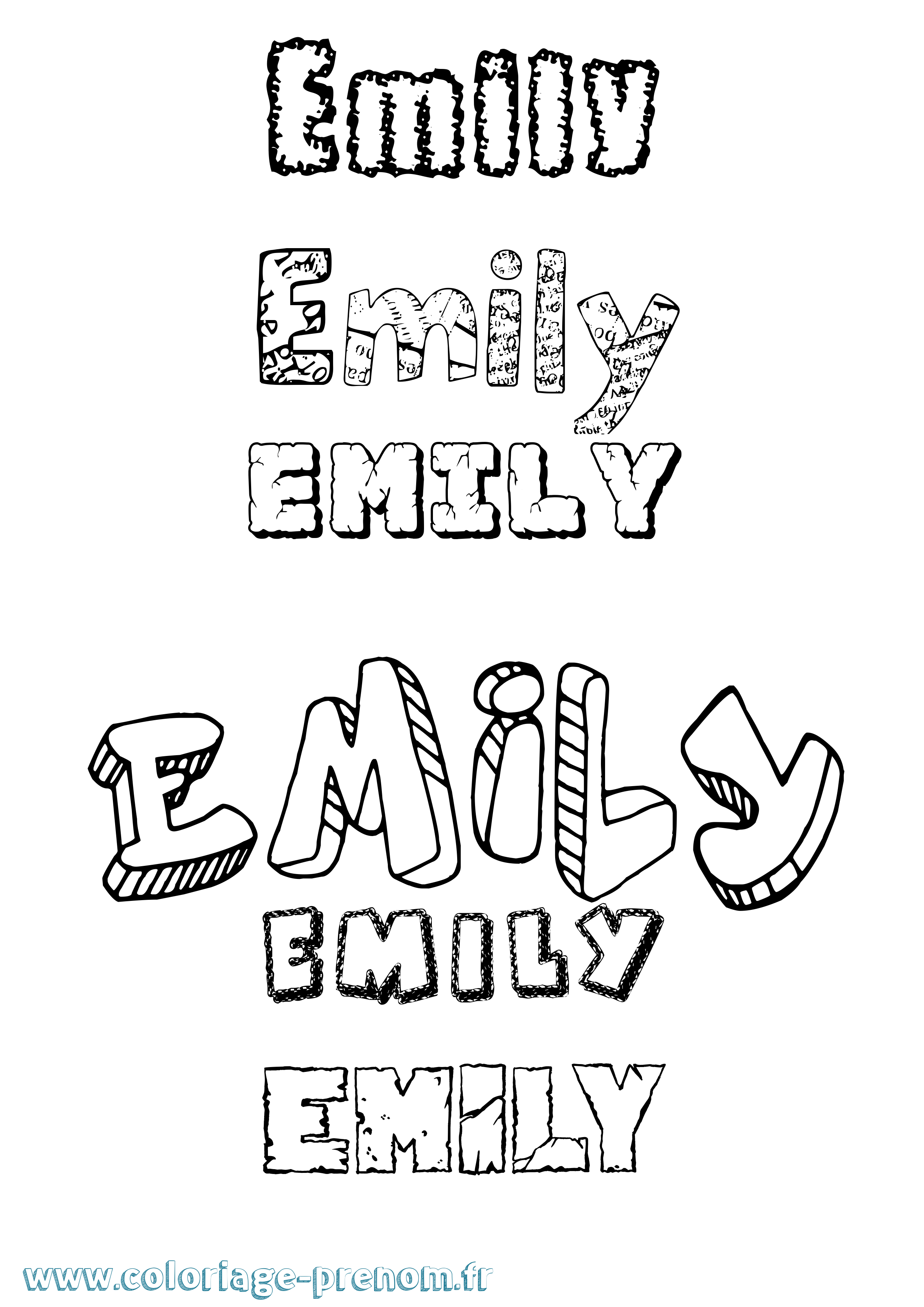 Coloriage prénom Emily Destructuré