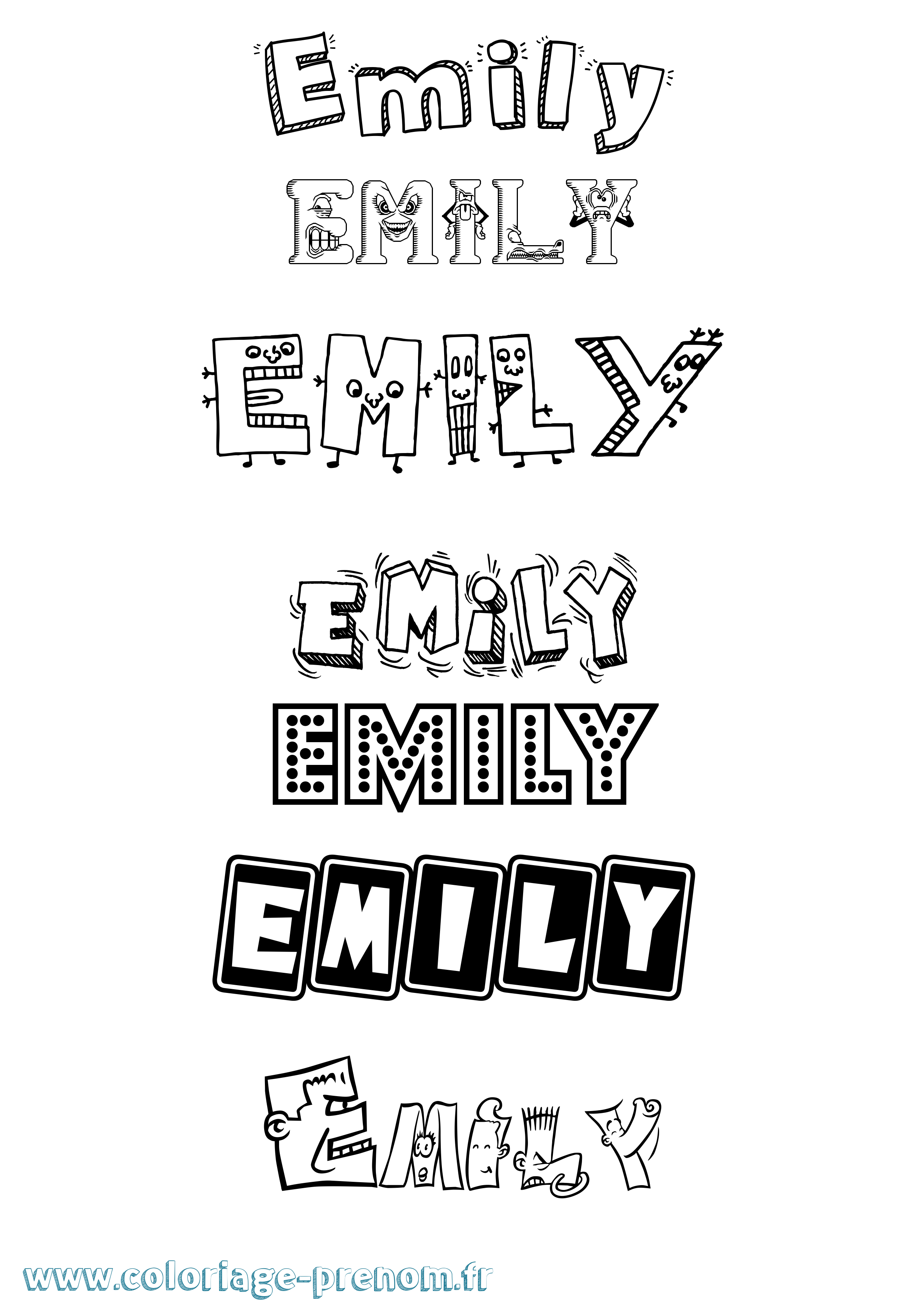 Coloriage Emily Coloriage prénom Emily